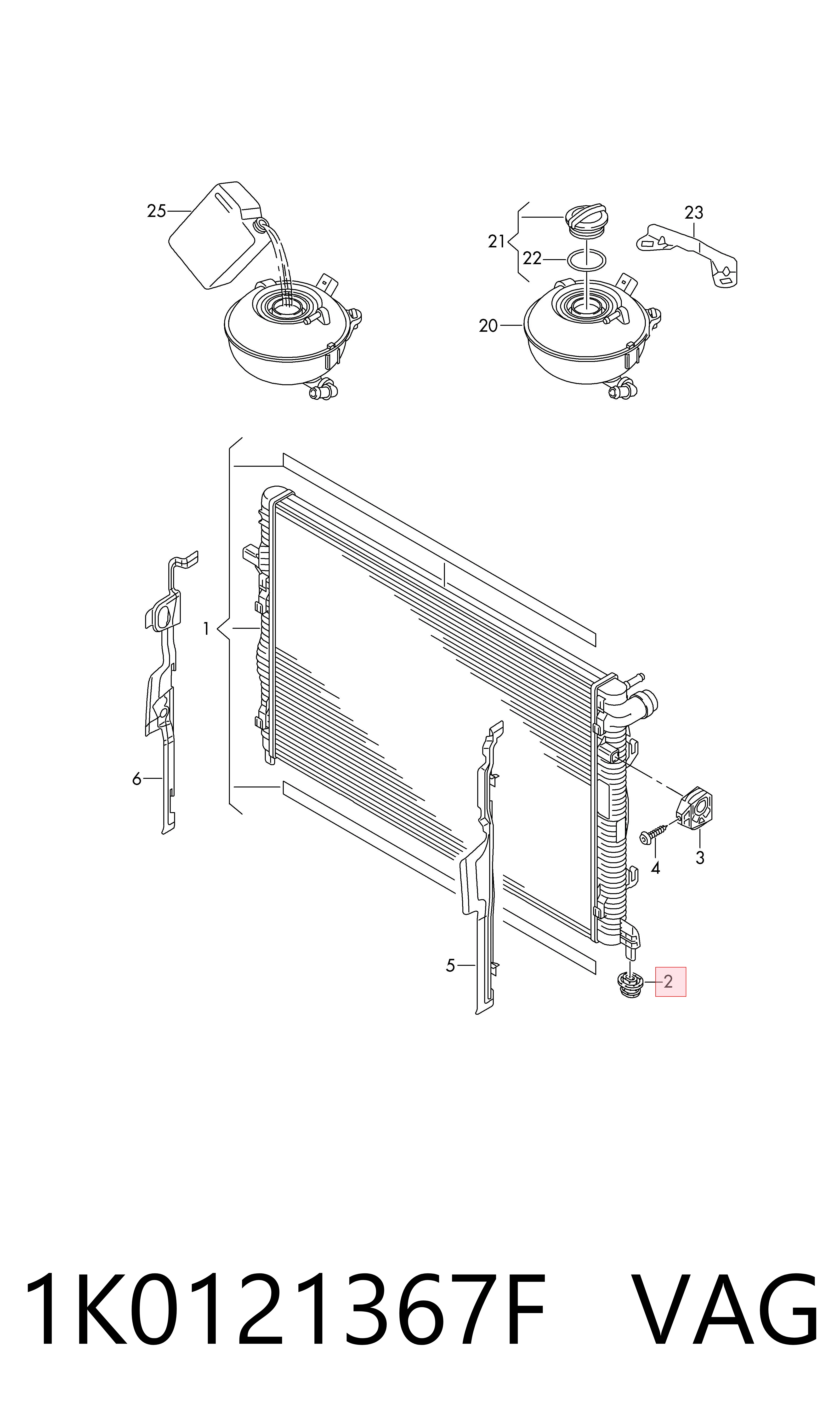 Soporte inferior de fijación del radiador VAG 1K0121367F precio, desde 2,74 EUR