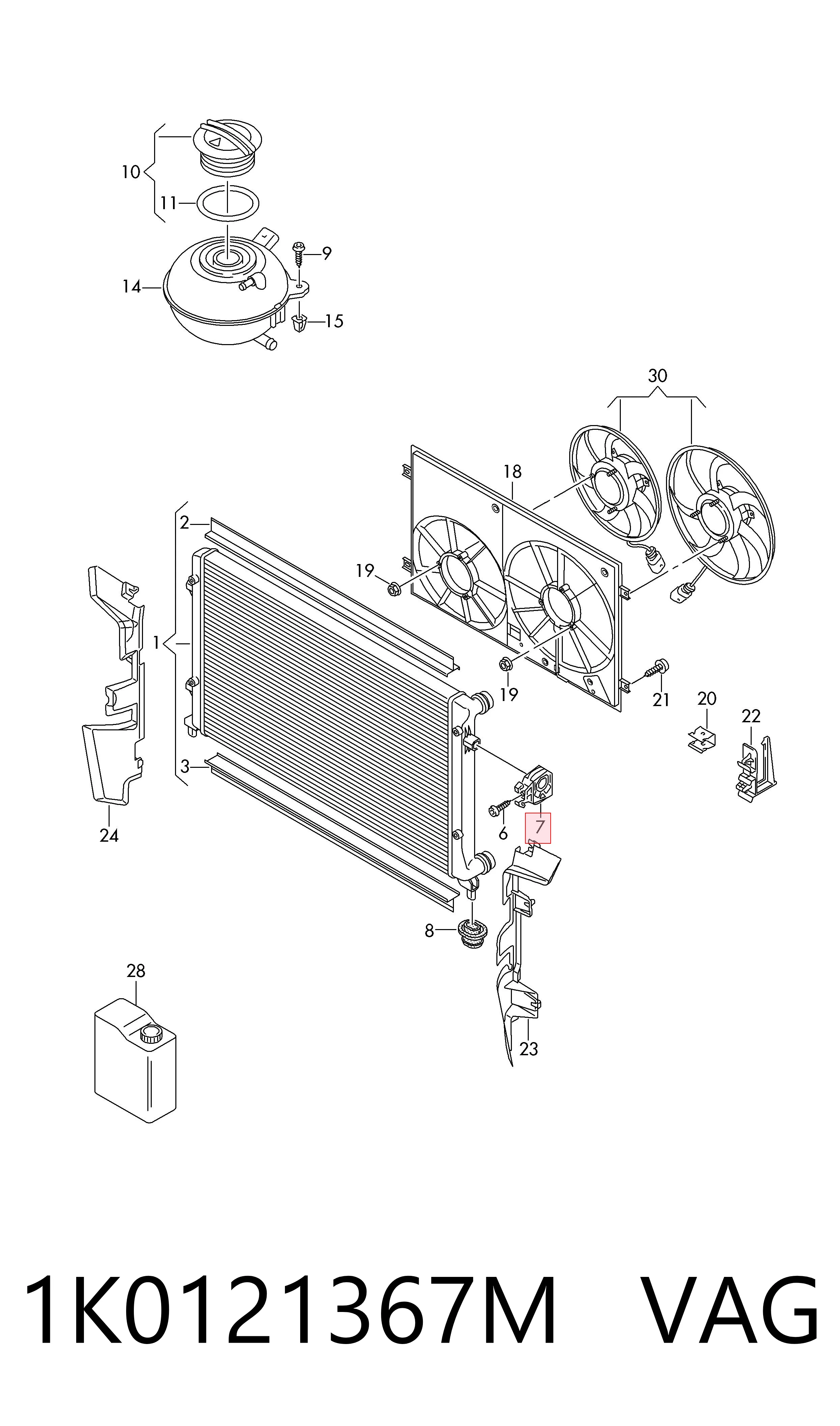 1K0121367M VAG Soporte superior de radiador