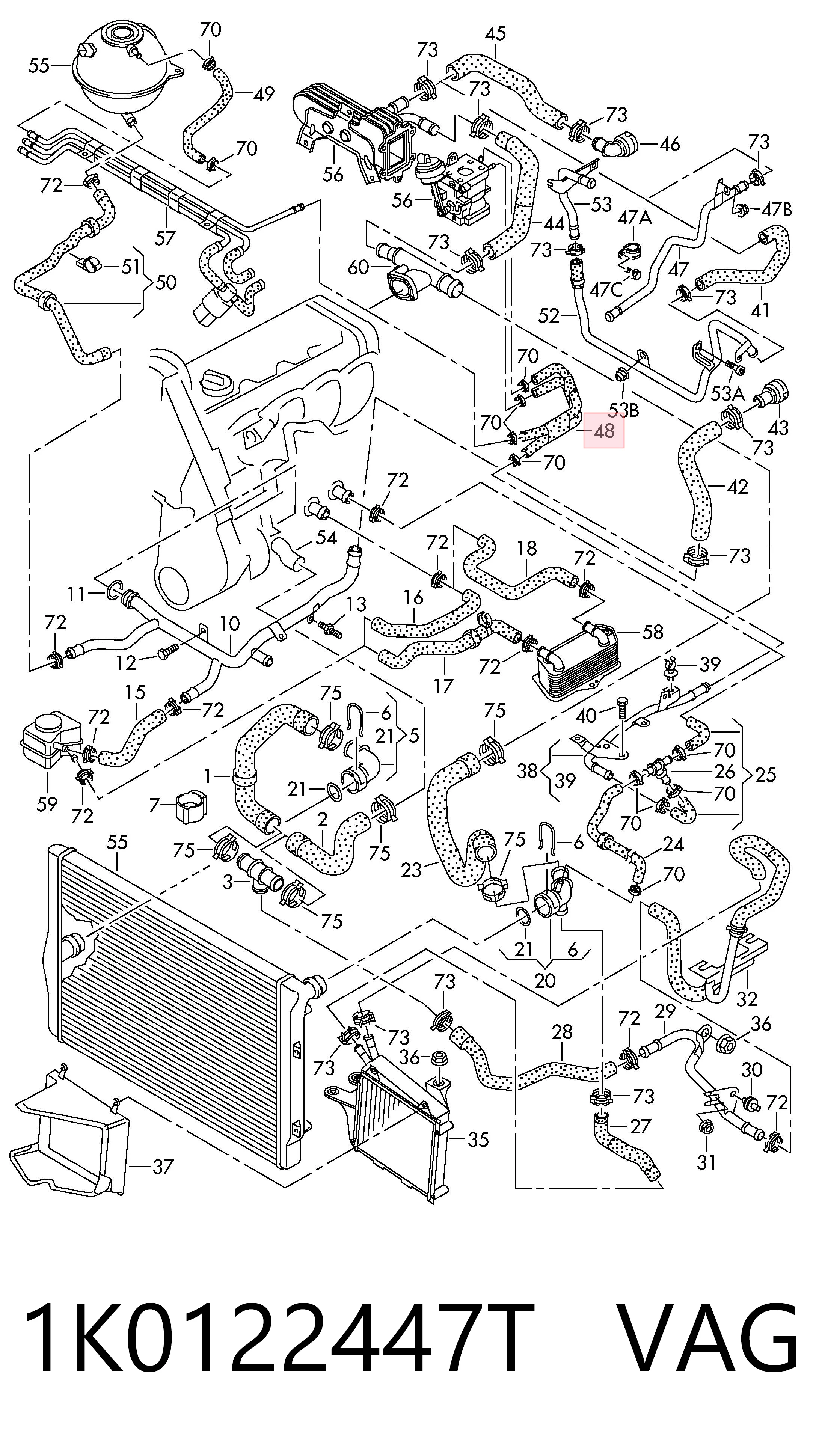 1K0122447T VAG Manguera de refrigeración