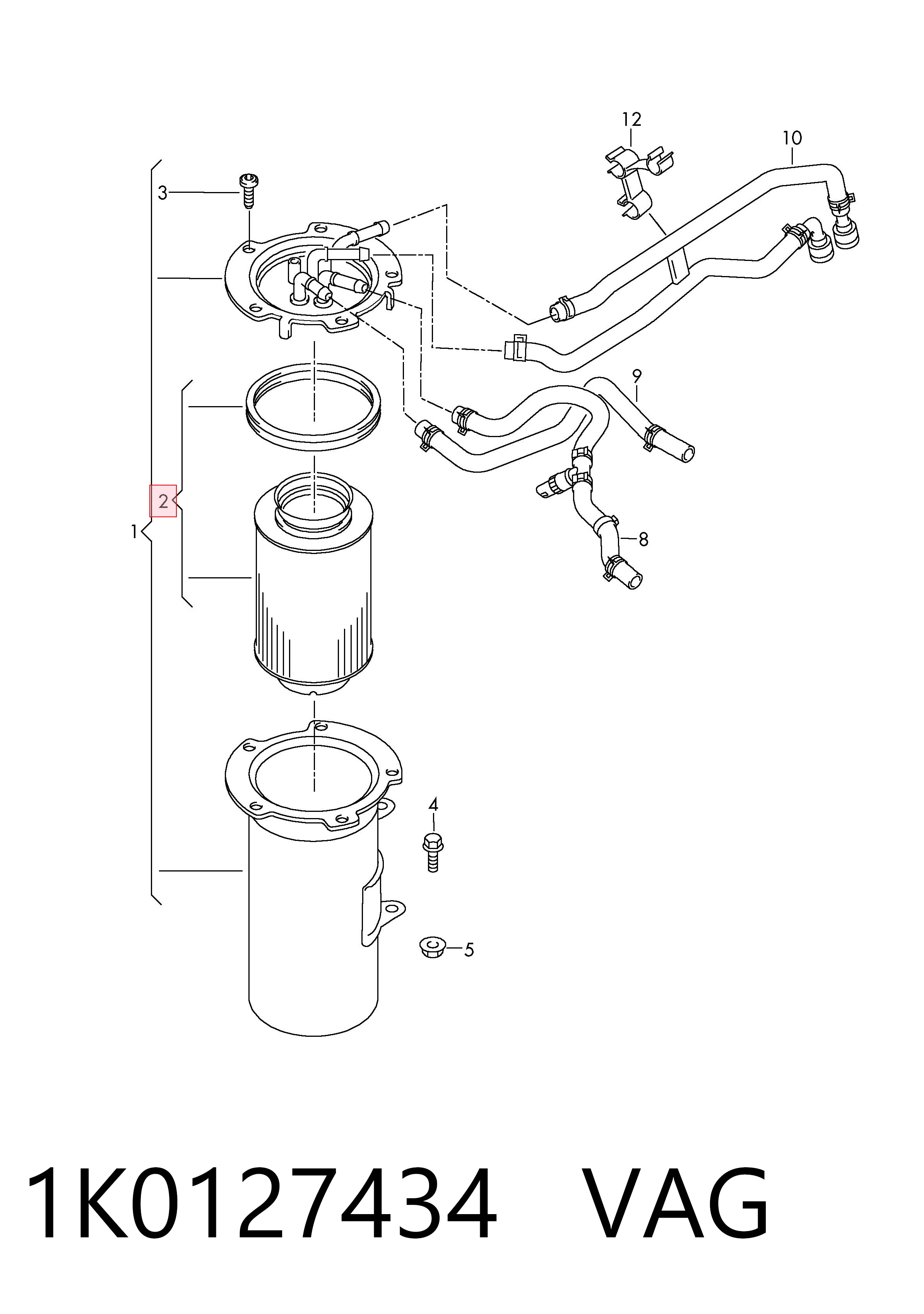 1K0127434 VAG Filtro de gasolina
