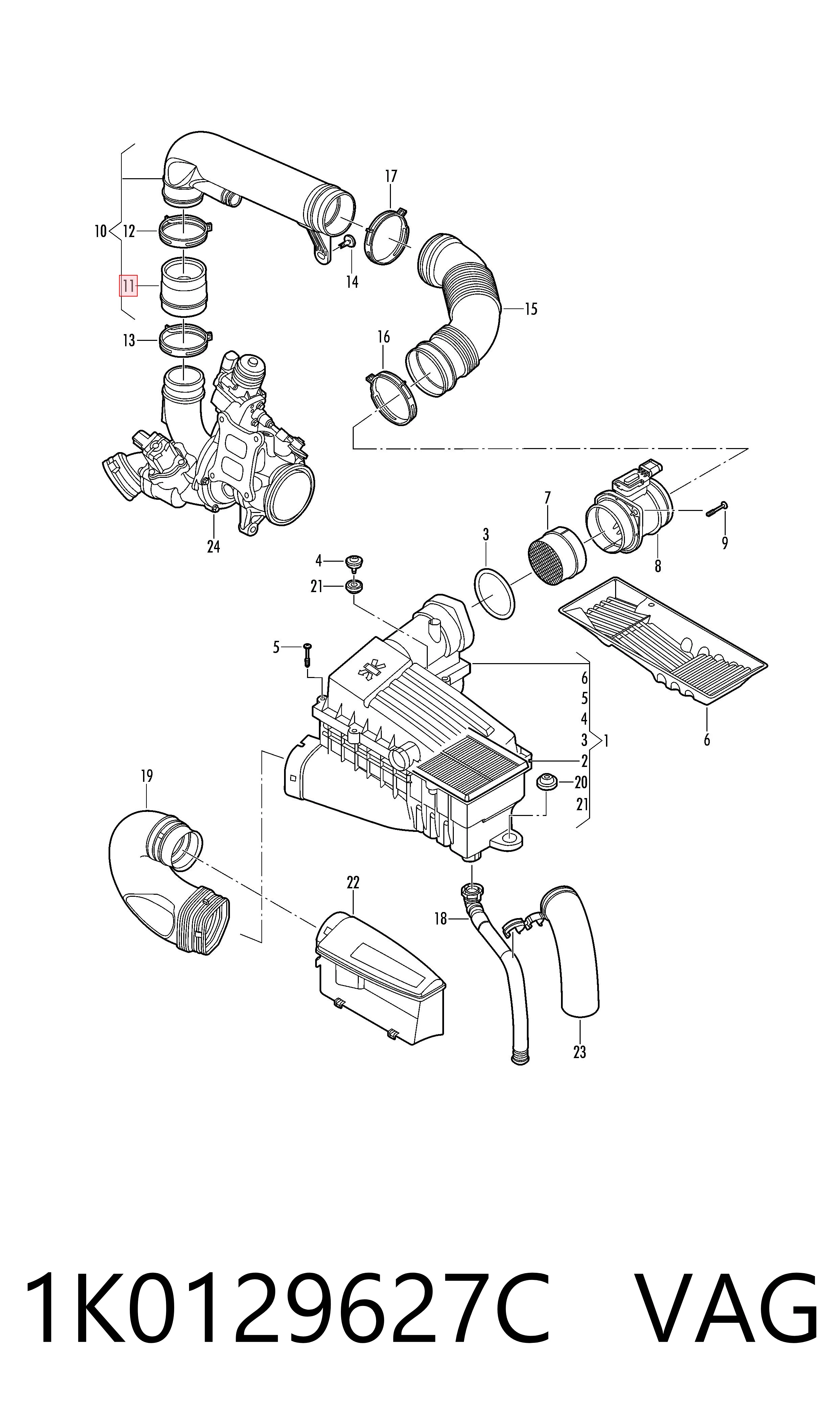 1K0129627C VAG Junta de turbina, inserto flexible