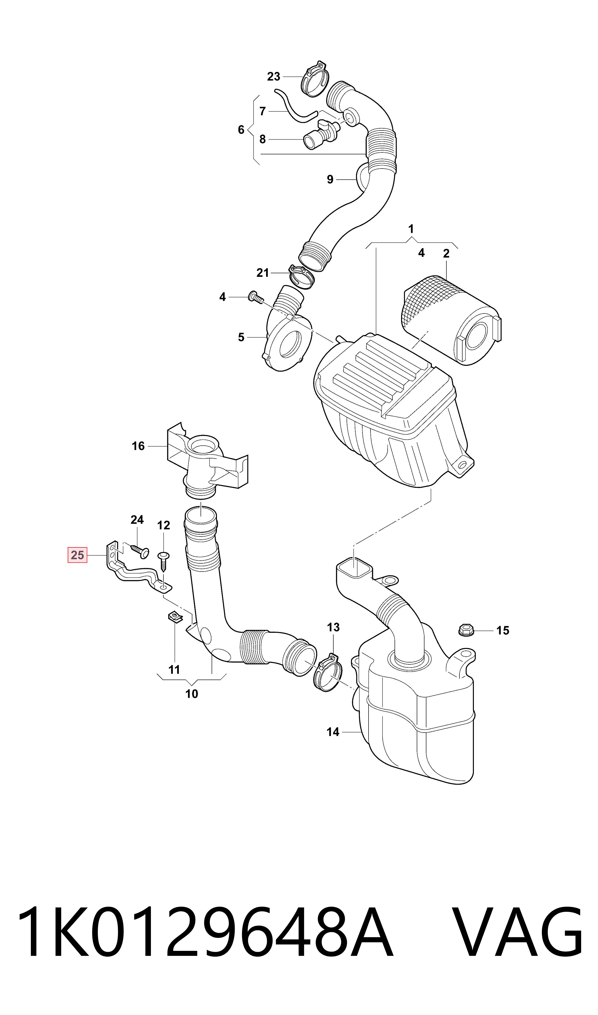 1K0129648A VAG Soporte del filtro de aire