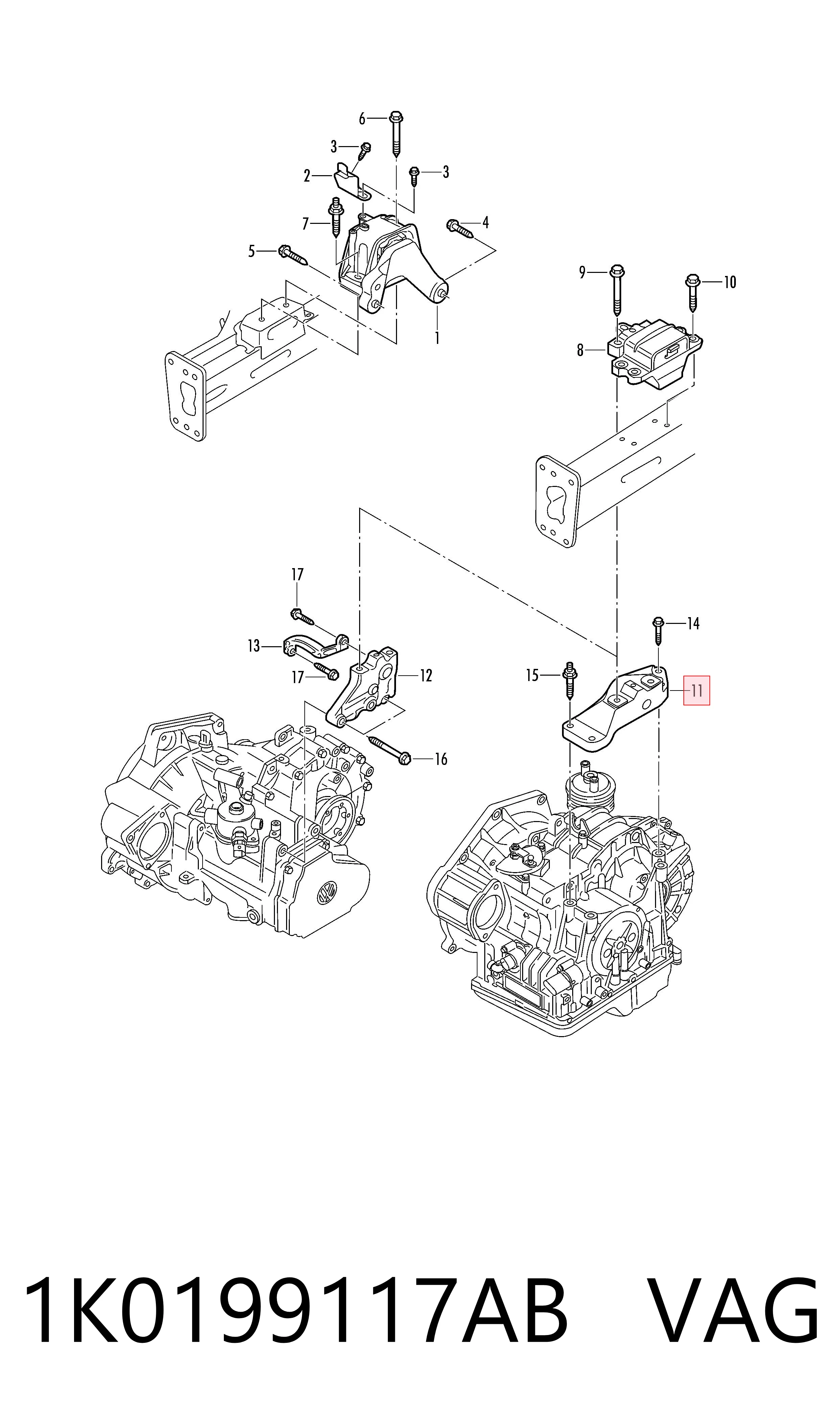 Soporte del soporte izquierdo del motor VAG 1K0199117AB precio, desde 52,27 EUR