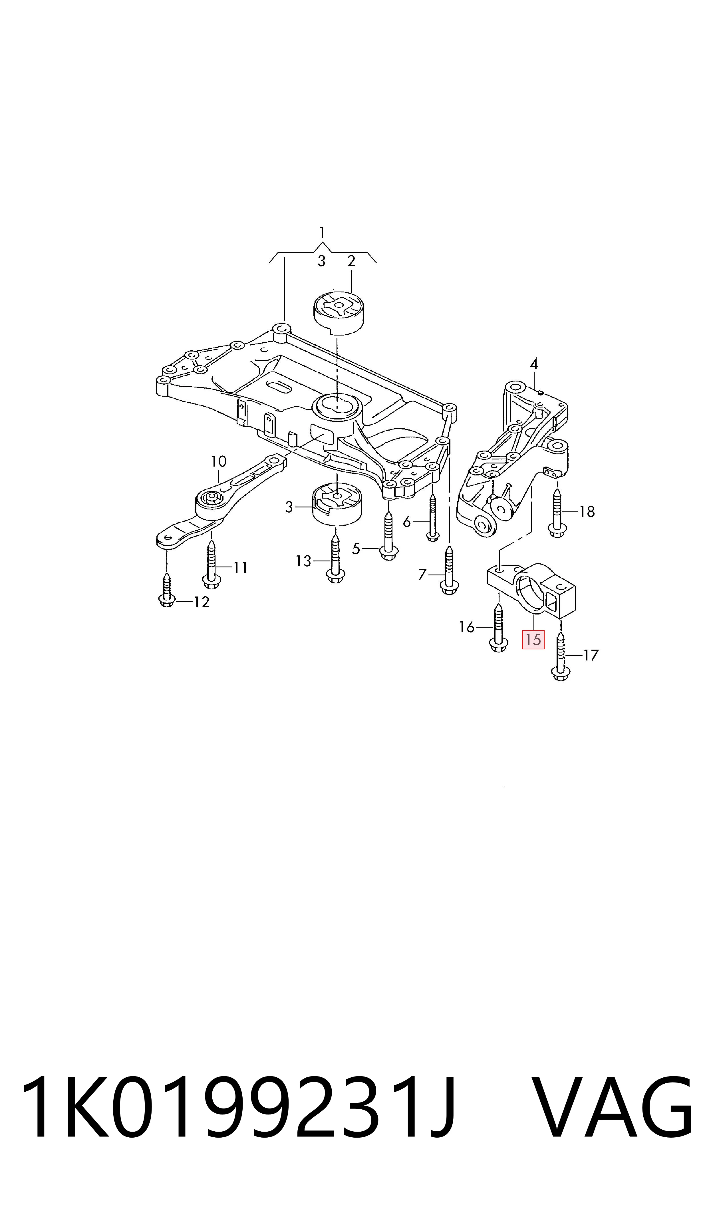 1K0199231J VAG Silentblock de brazo de suspensión delantero inferior