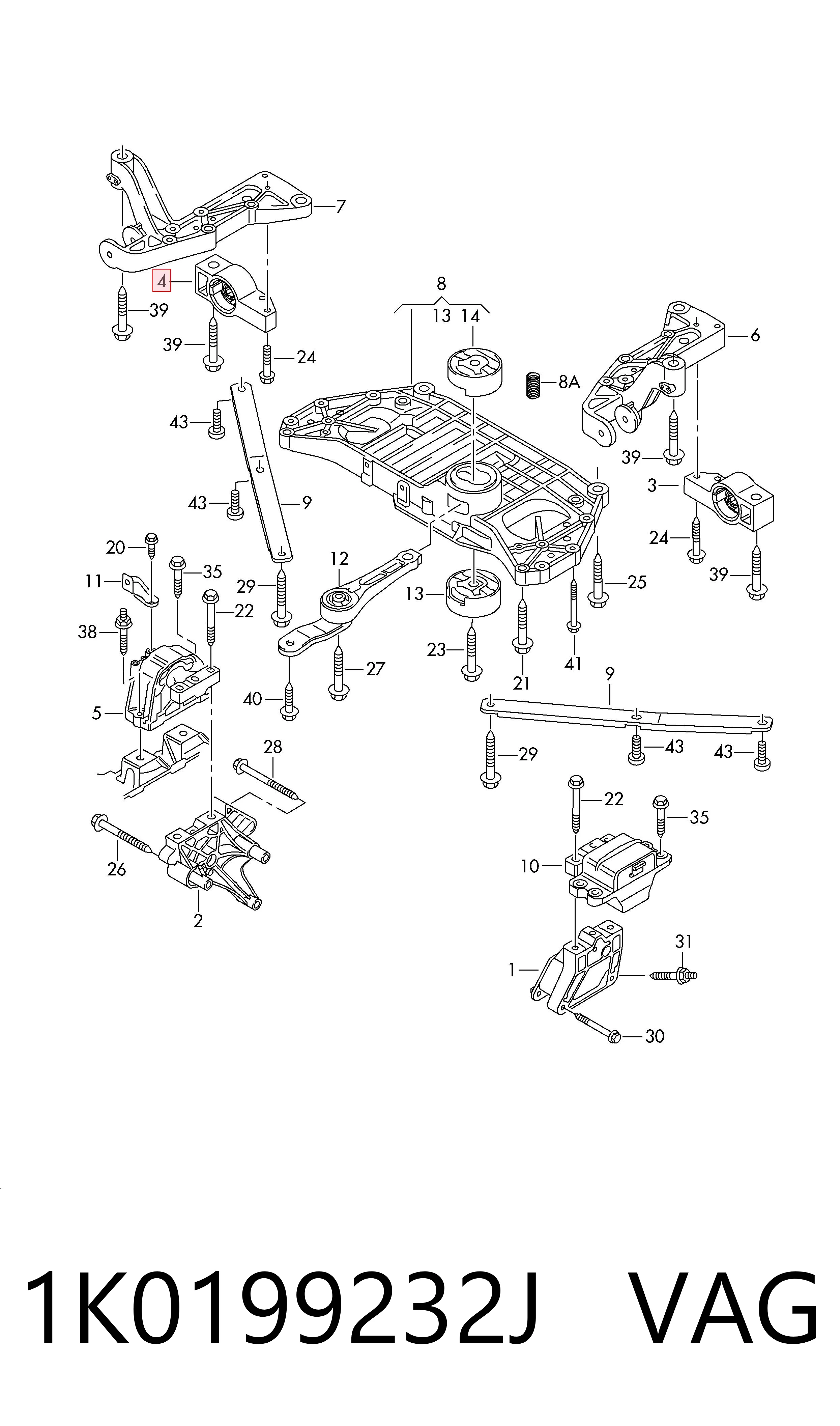 1K0199232J VAG Silentblock de brazo de suspensión delantero inferior