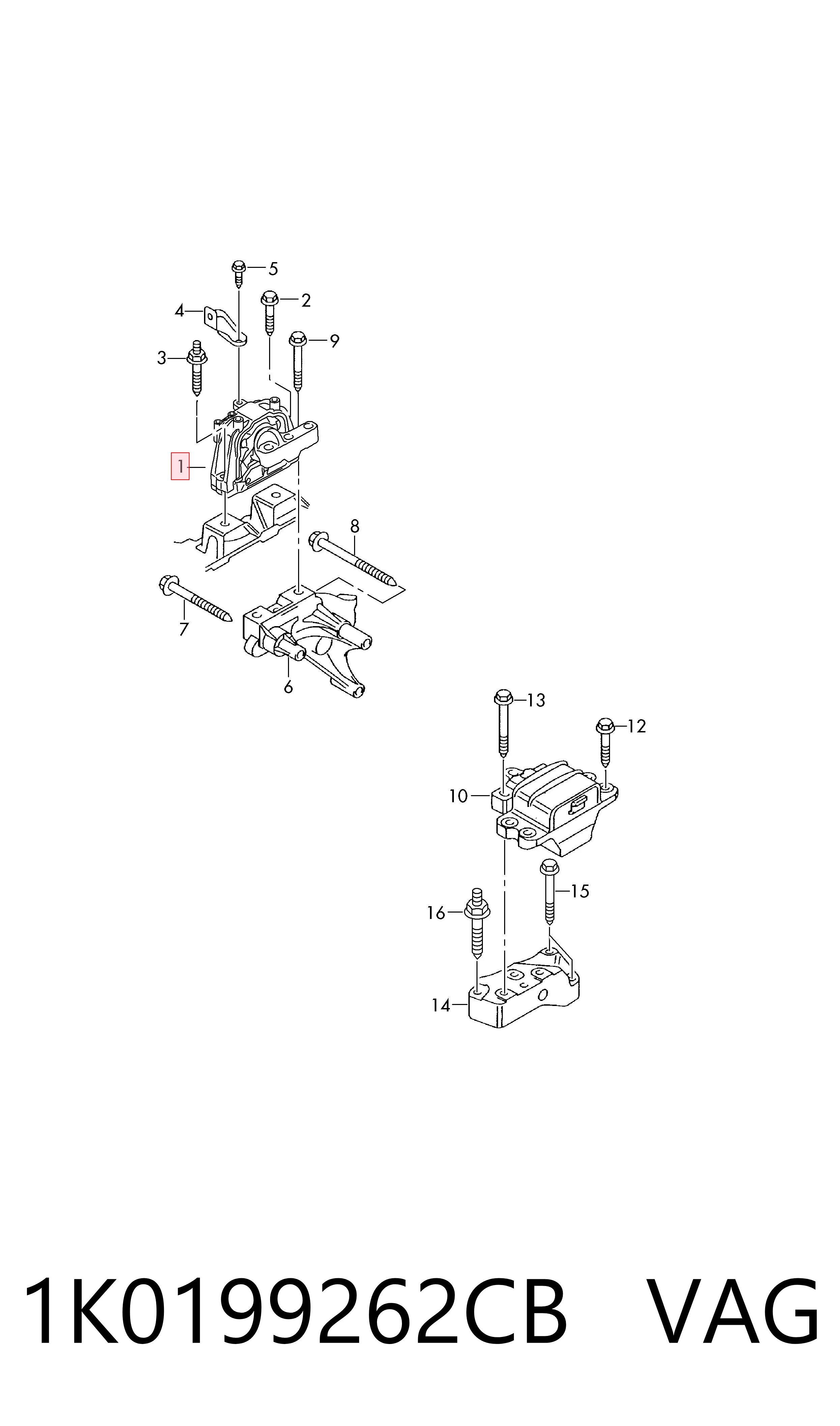 1K0199262CB VAG Soporte de motor derecho