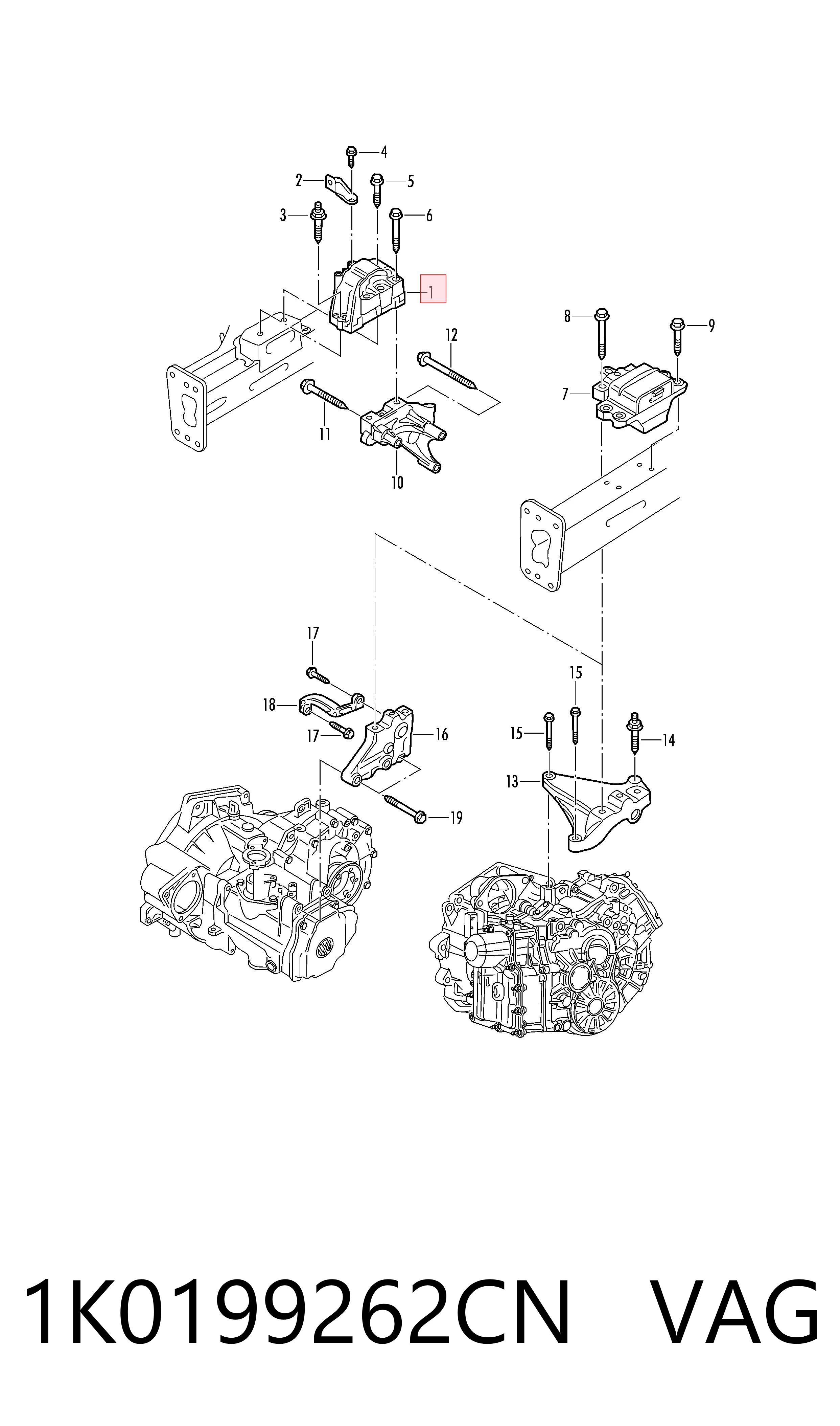 Soporte de motor derecho VAG 1K0199262CN precio, desde 65,27 EUR