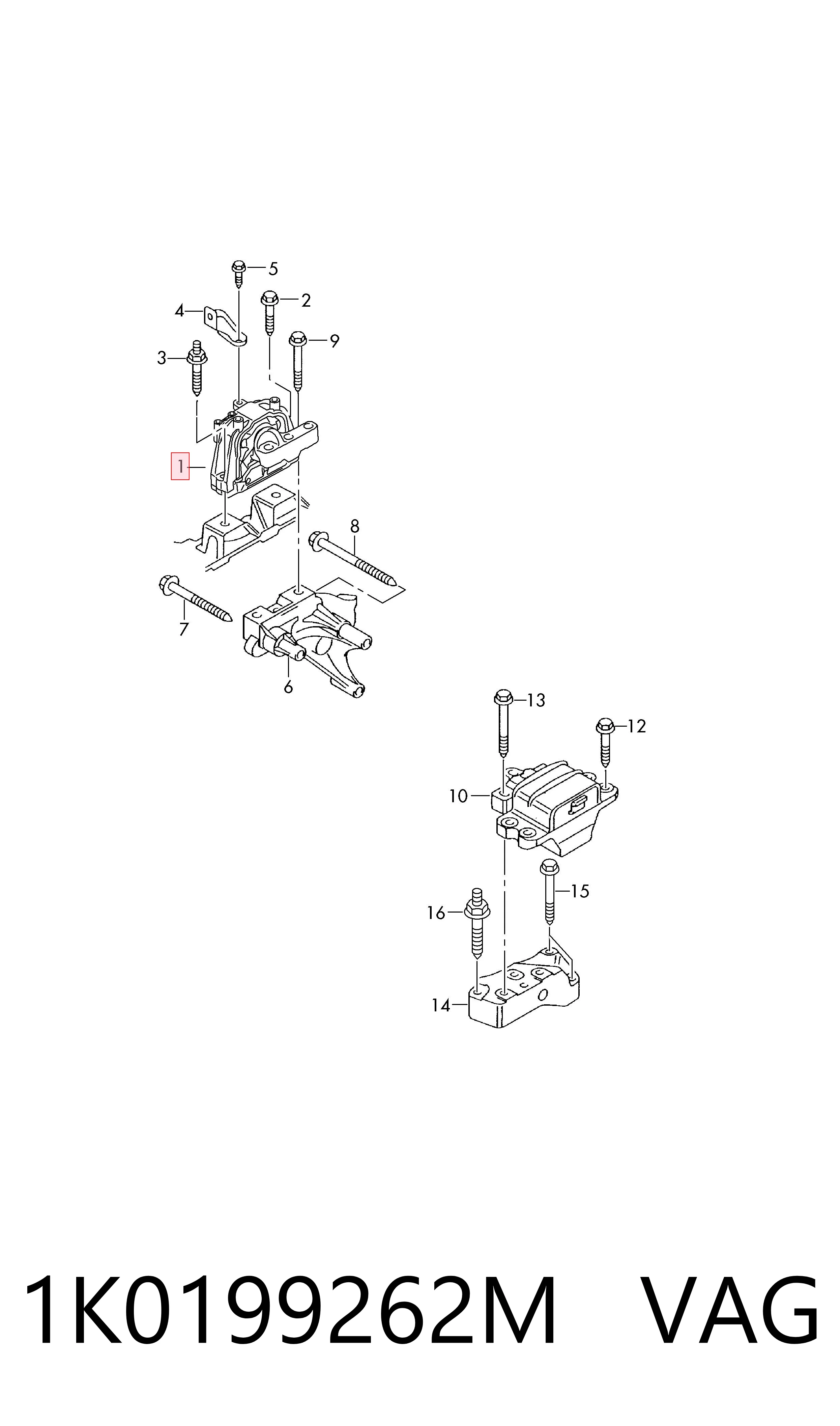 Soporte de motor derecho VAG 1K0199262M precio, desde 52,27 EUR