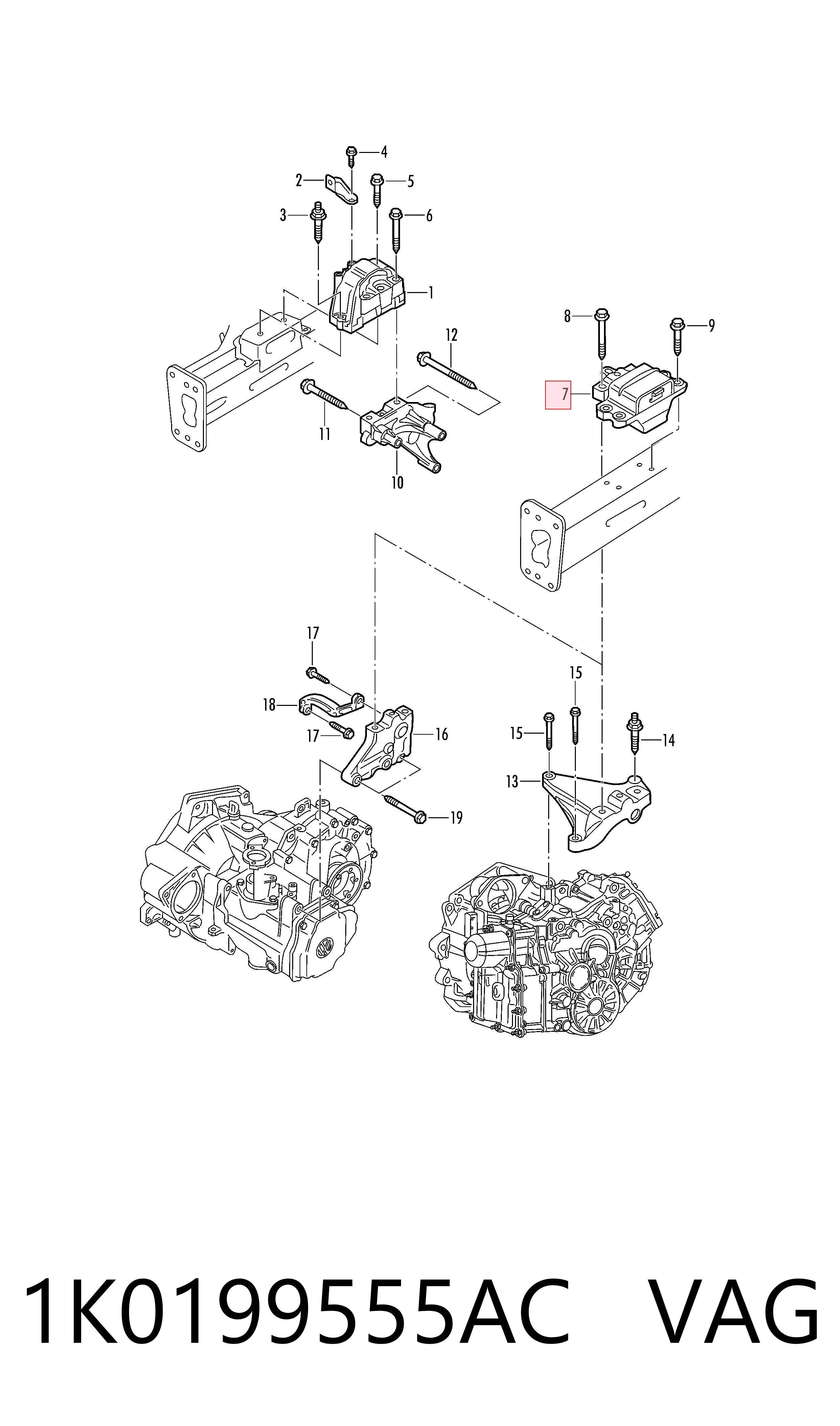 1K0199555AC VAG Soporte de motor izquierdo