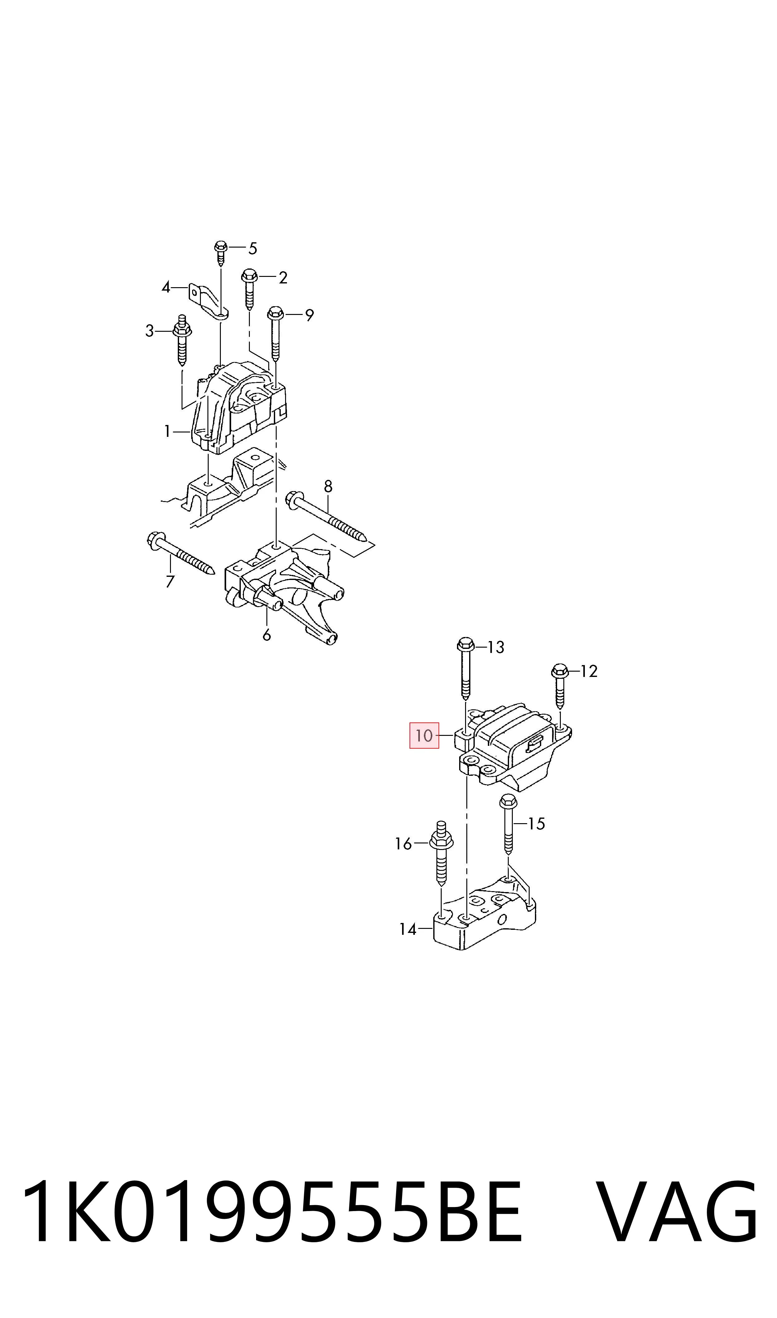 1K0199555BE VAG Soporte de motor izquierdo