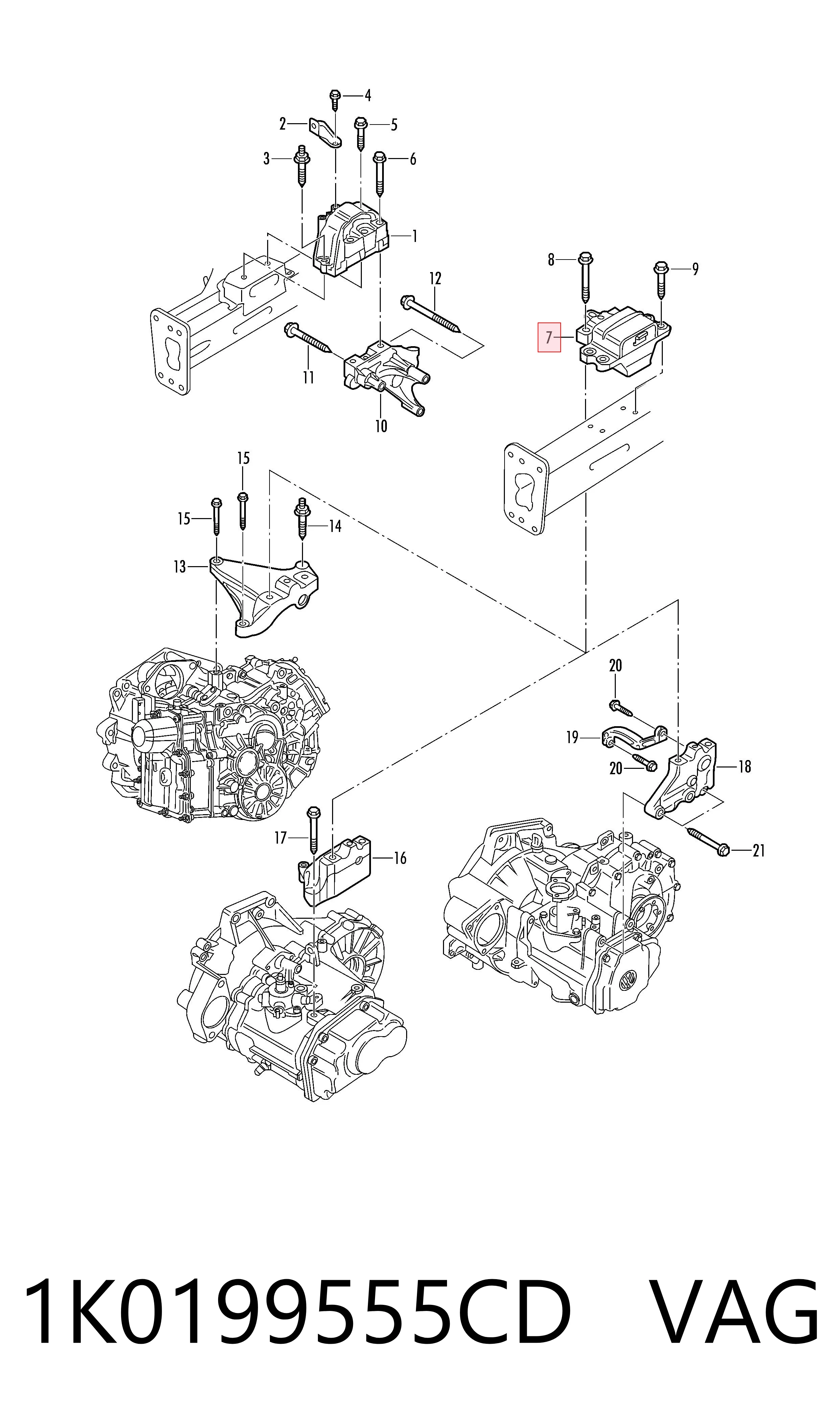 1K0199555CD VAG Cojín del motor