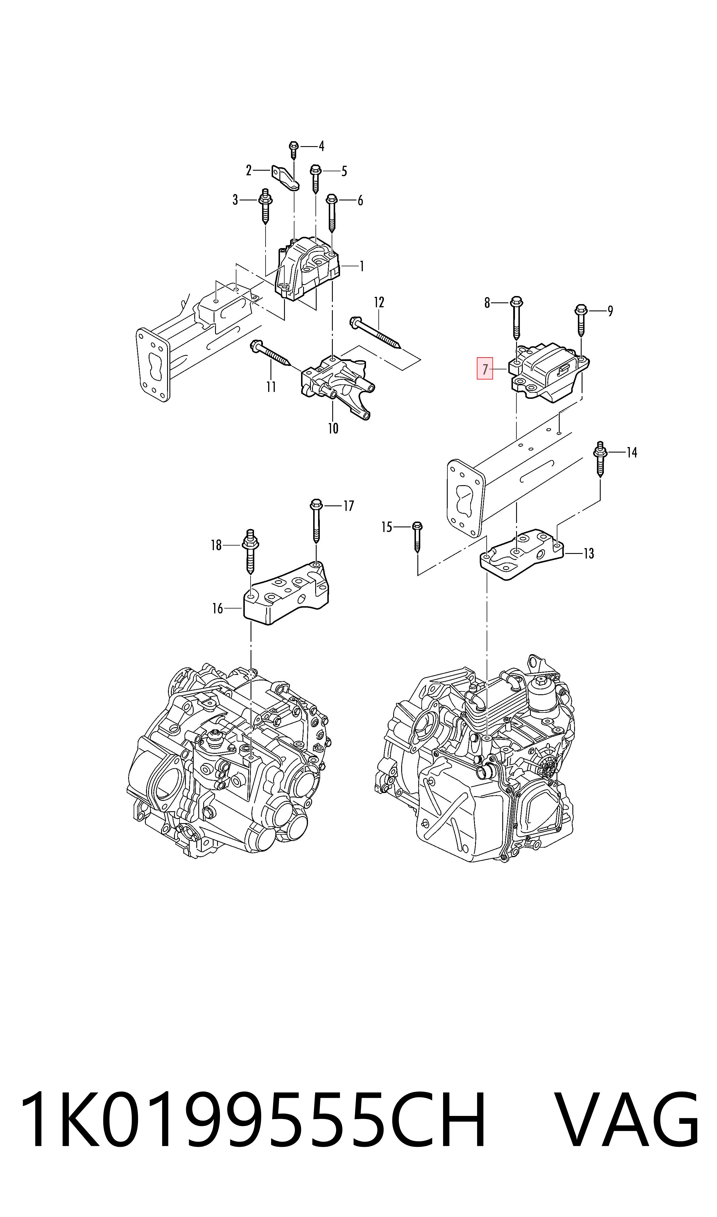 Soporte de caja de velocidades para Volkswagen Passat B7 362