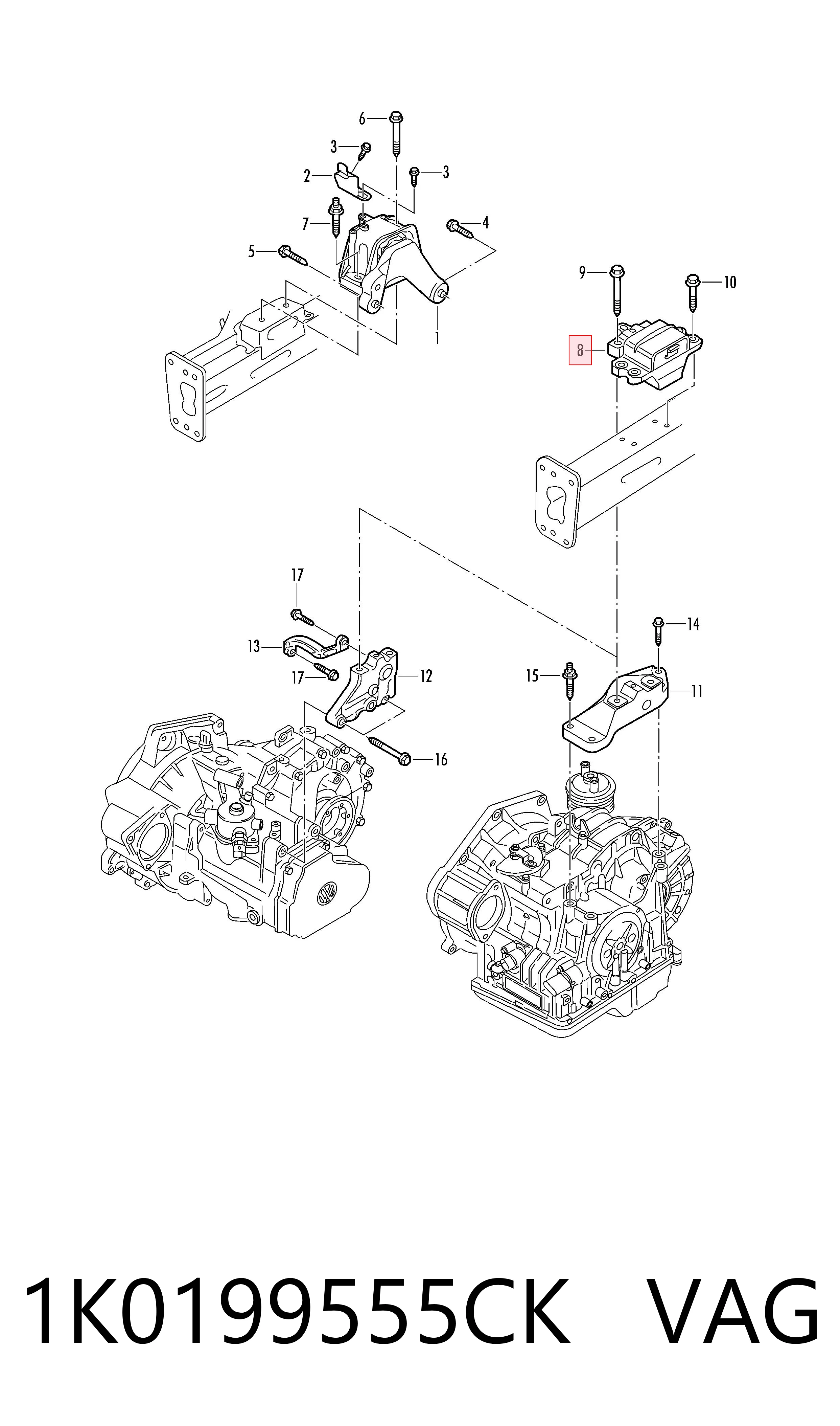 Soporte izquierdo del motor VAG 1K0199555CK precio, desde 57,48 EUR