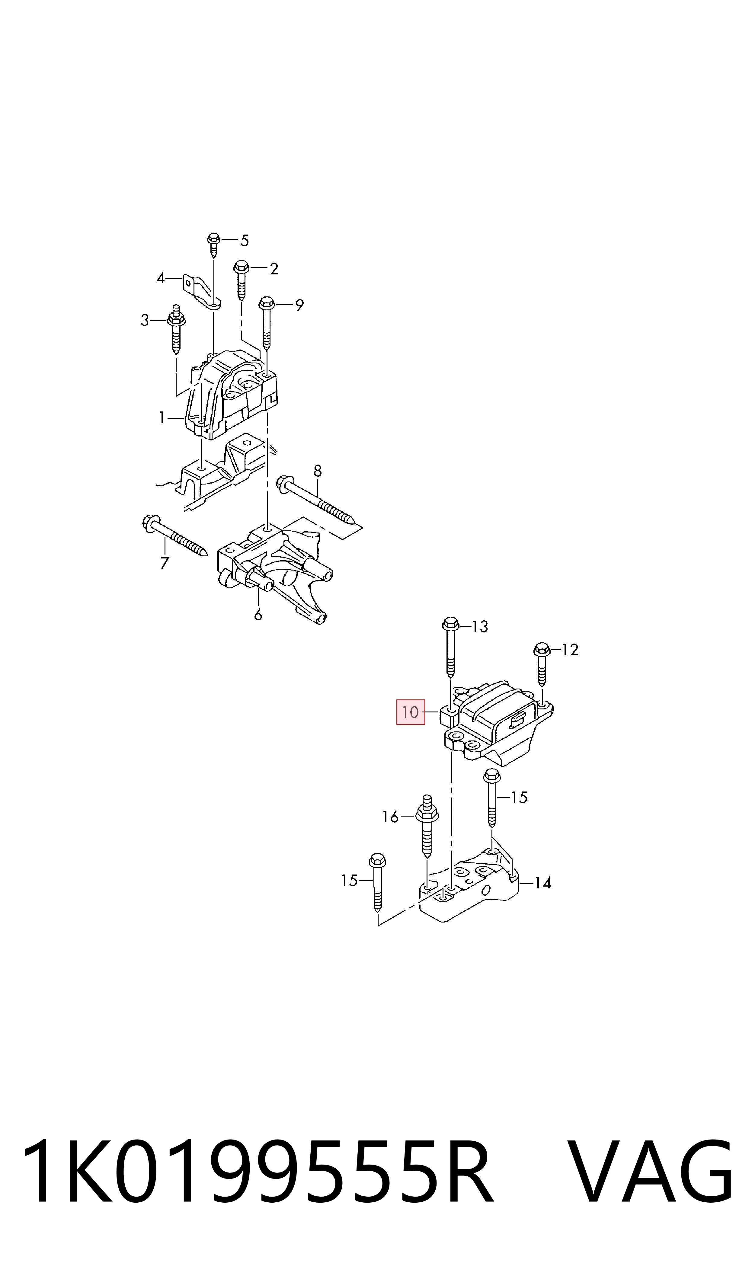 1K0199555R VAG Soporte de motor izquierdo