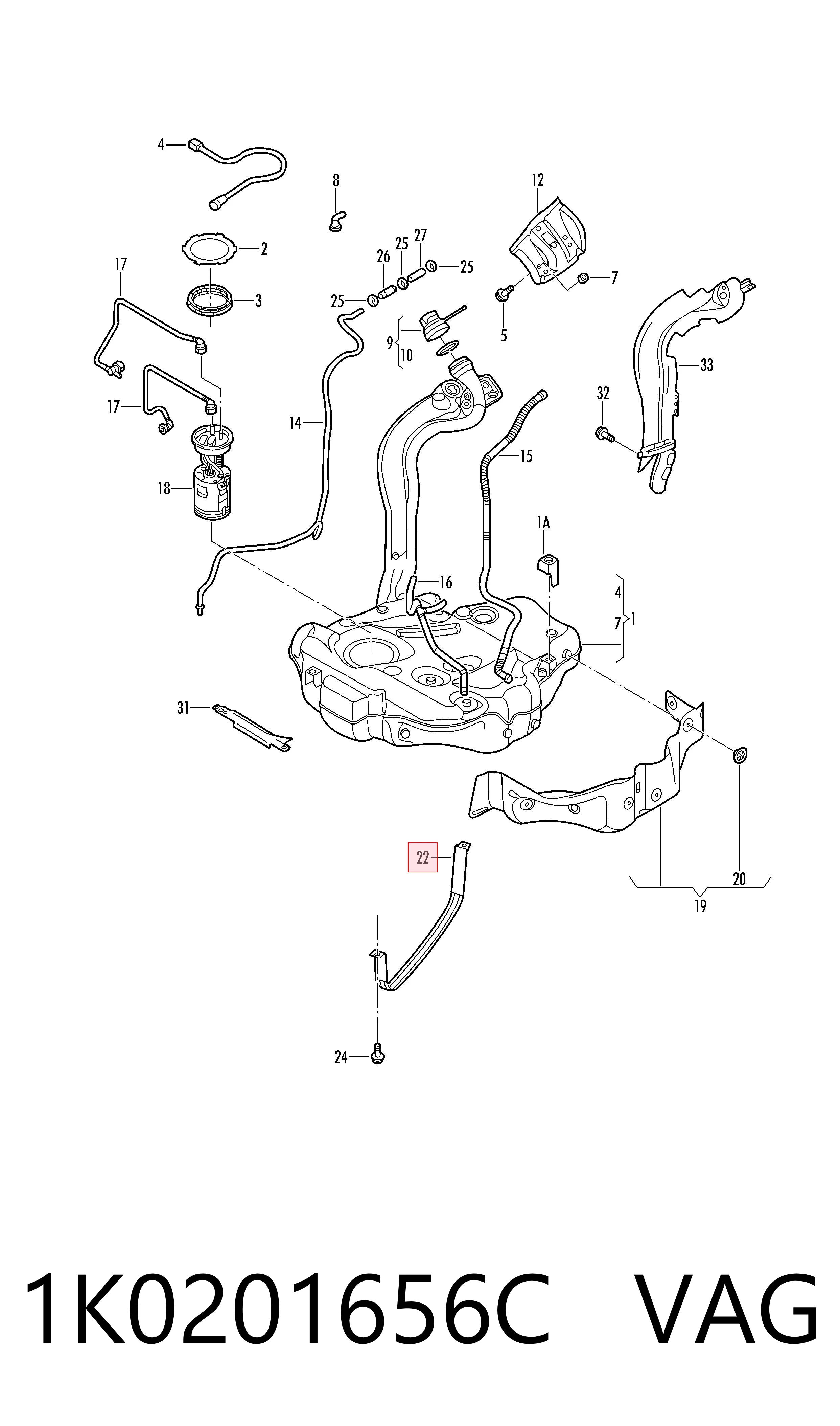 1K0201656C VAG Soporte del tanque de combustible