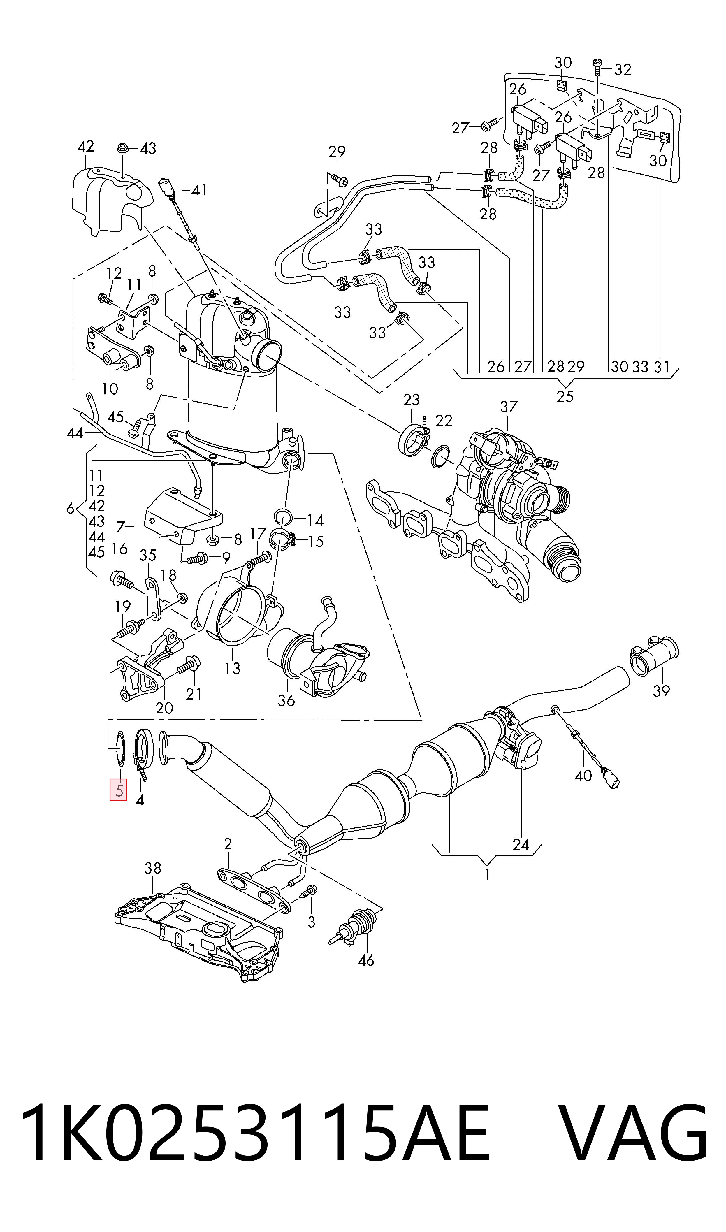1K0253115AE VAG Junta de sistema de escape