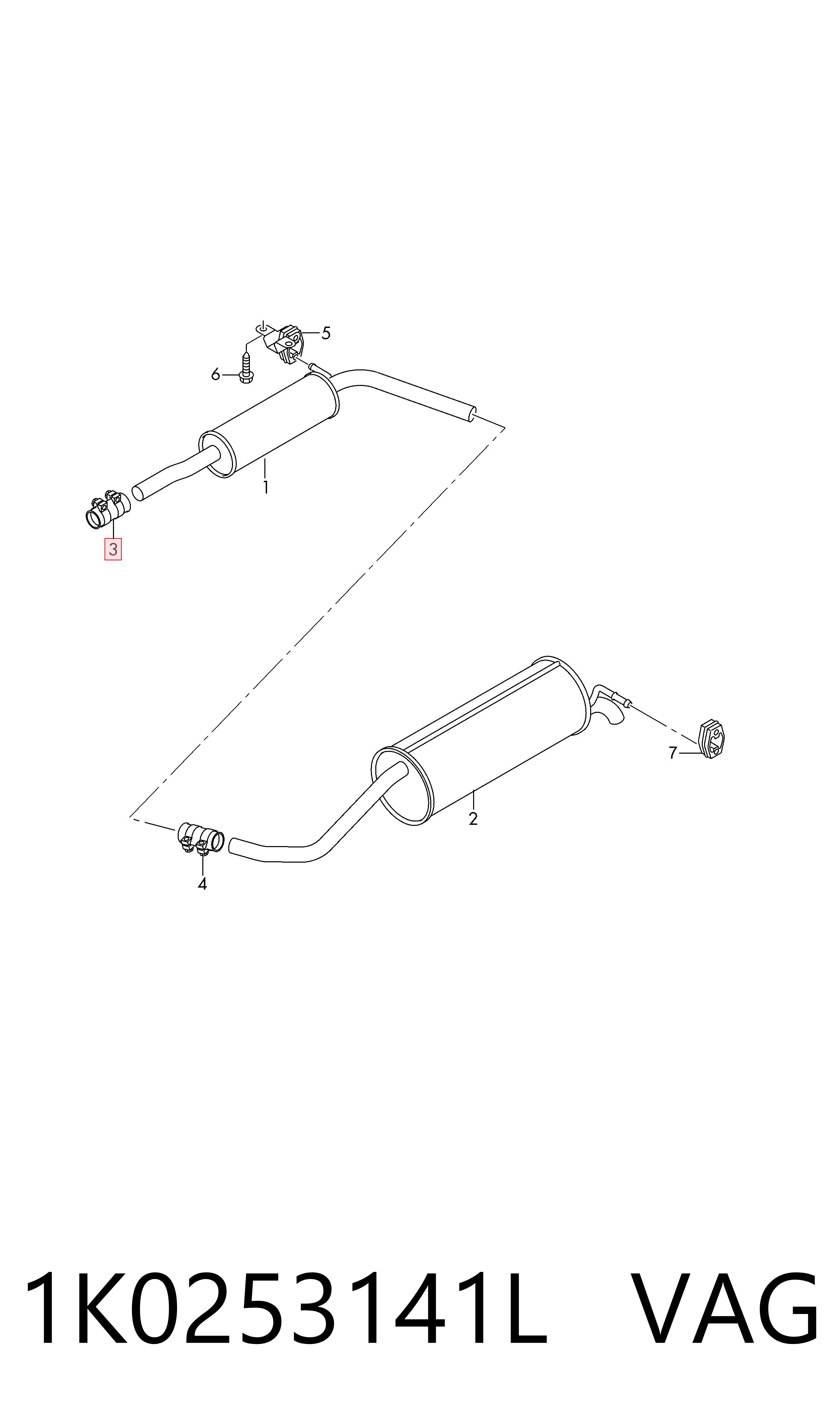 Abrazadera delantera del silenciador VAG 1K0253141L precio, desde 2,28 EUR