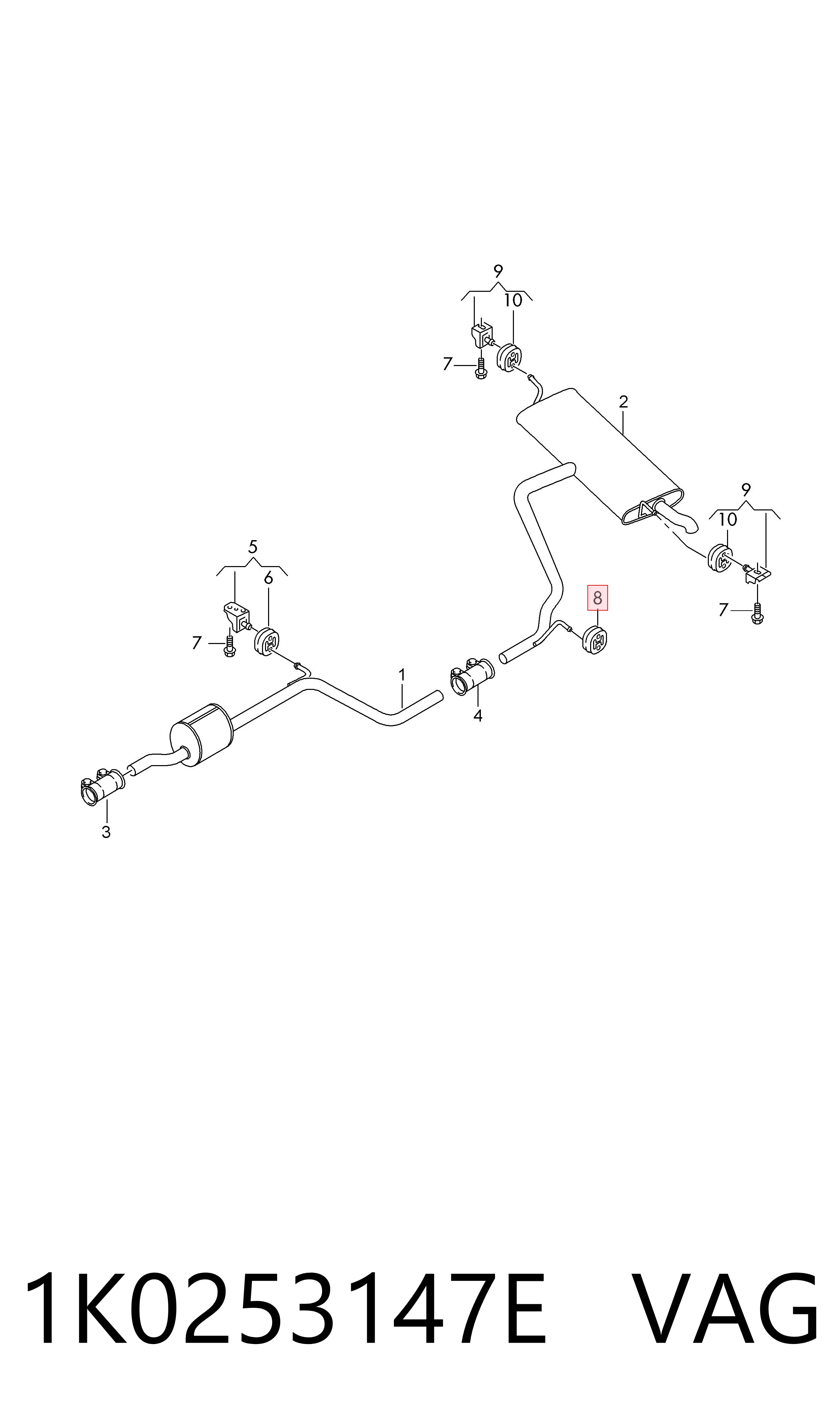 1K0253147E VAG Soporte de escape