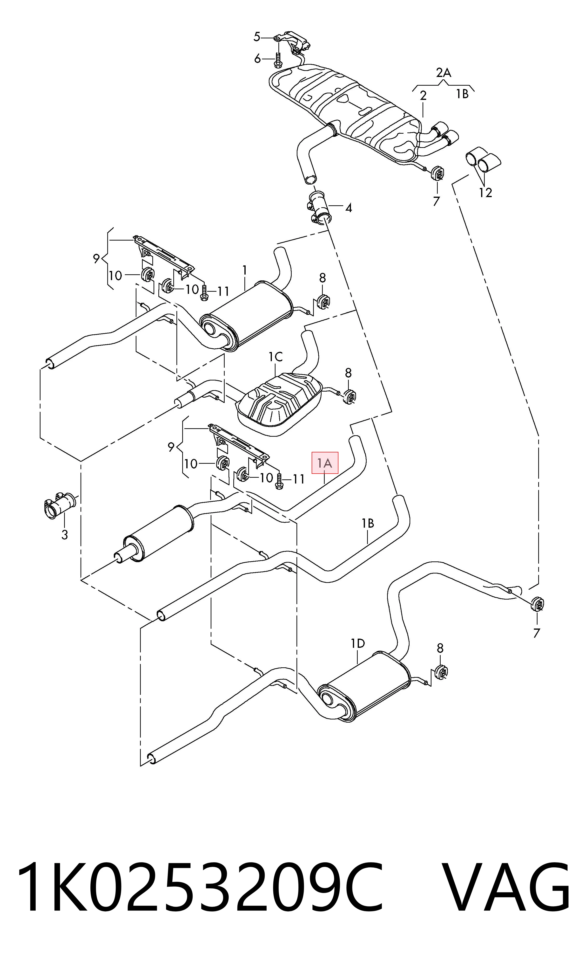Silenciador trasero para Audi A3 8PA