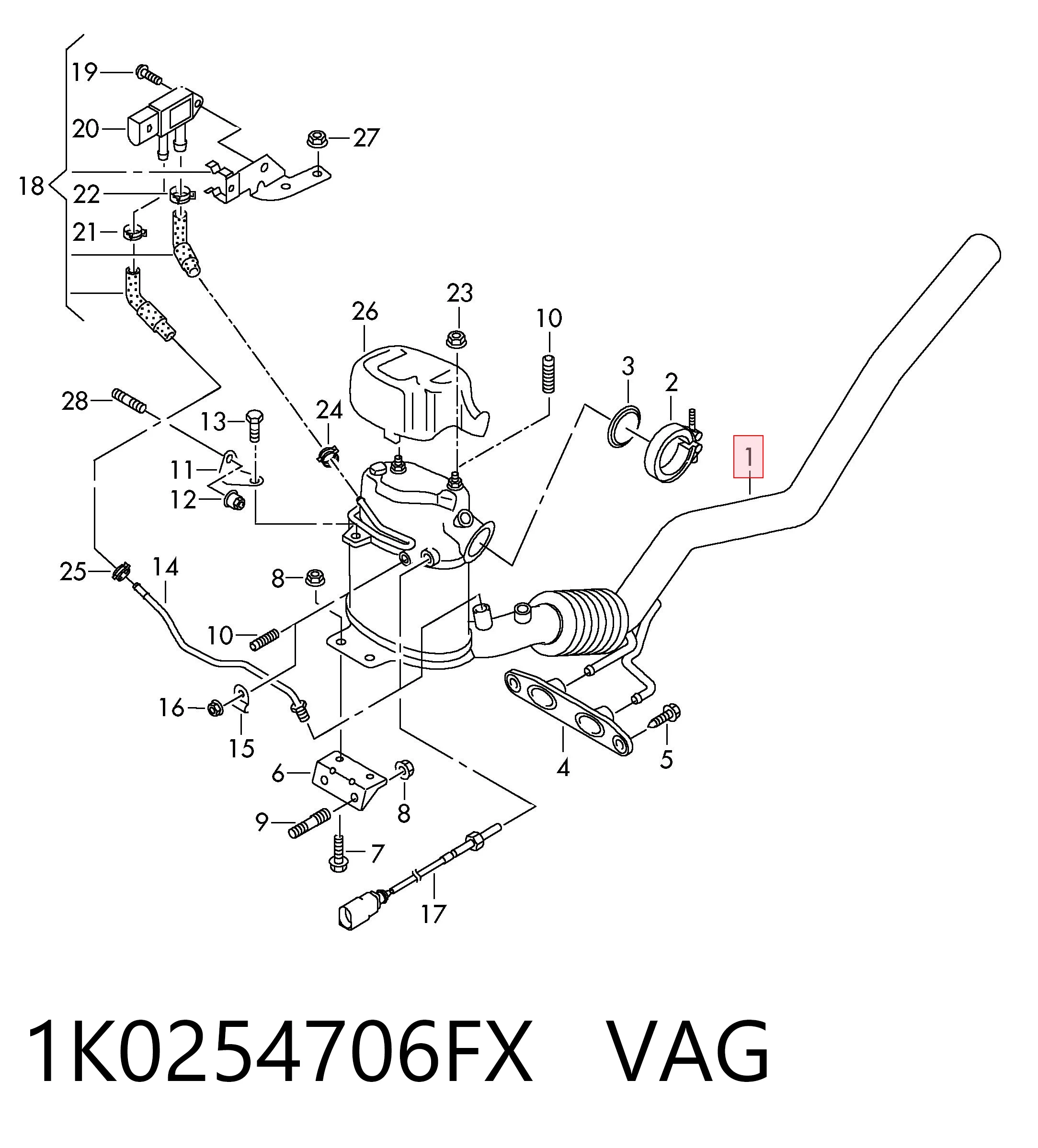 1K0254706FX VAG Silenciador de escape delantero 