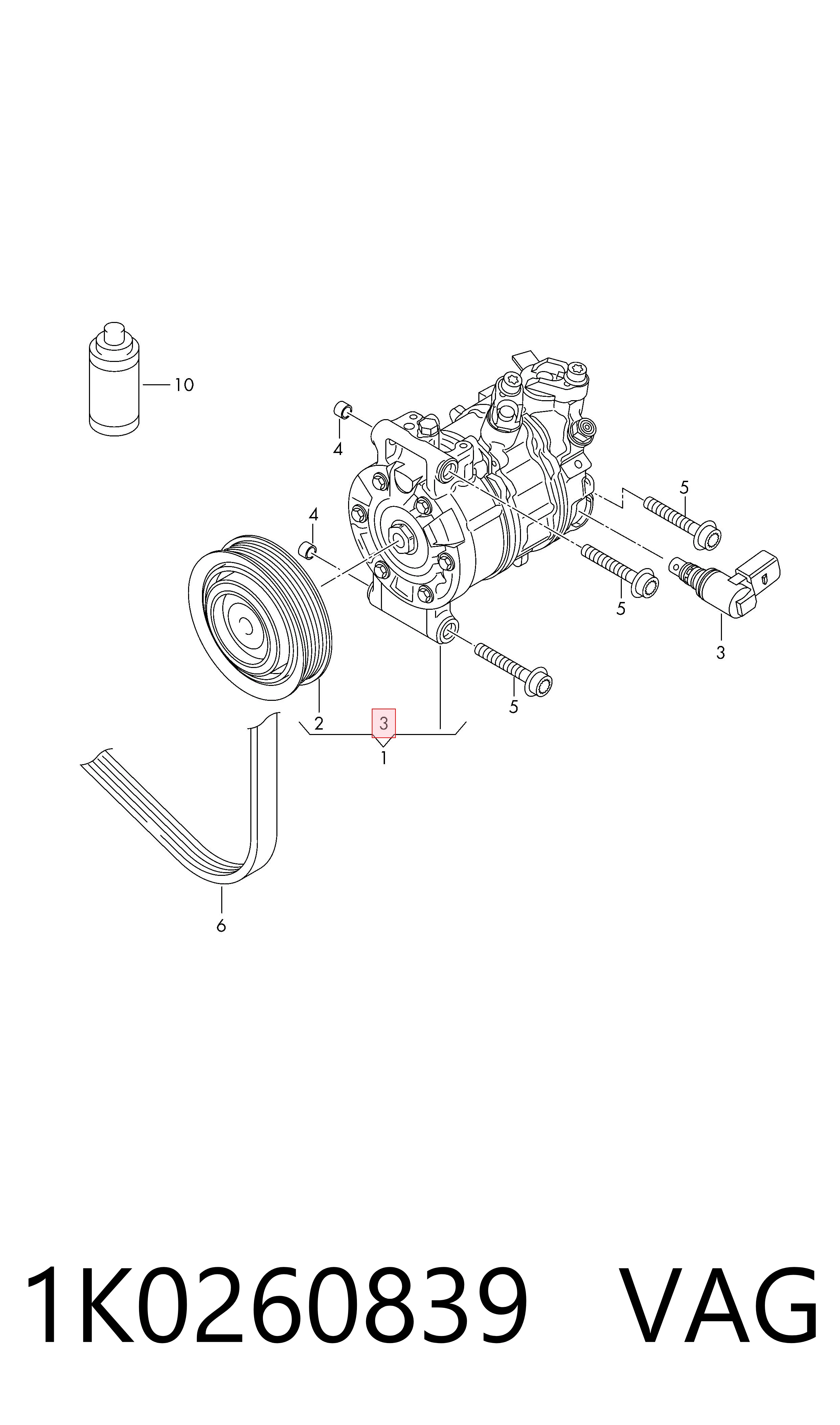 Válvula del compresor de aire acondicionado VAG 1K0260839 precio, desde 76,48 EUR