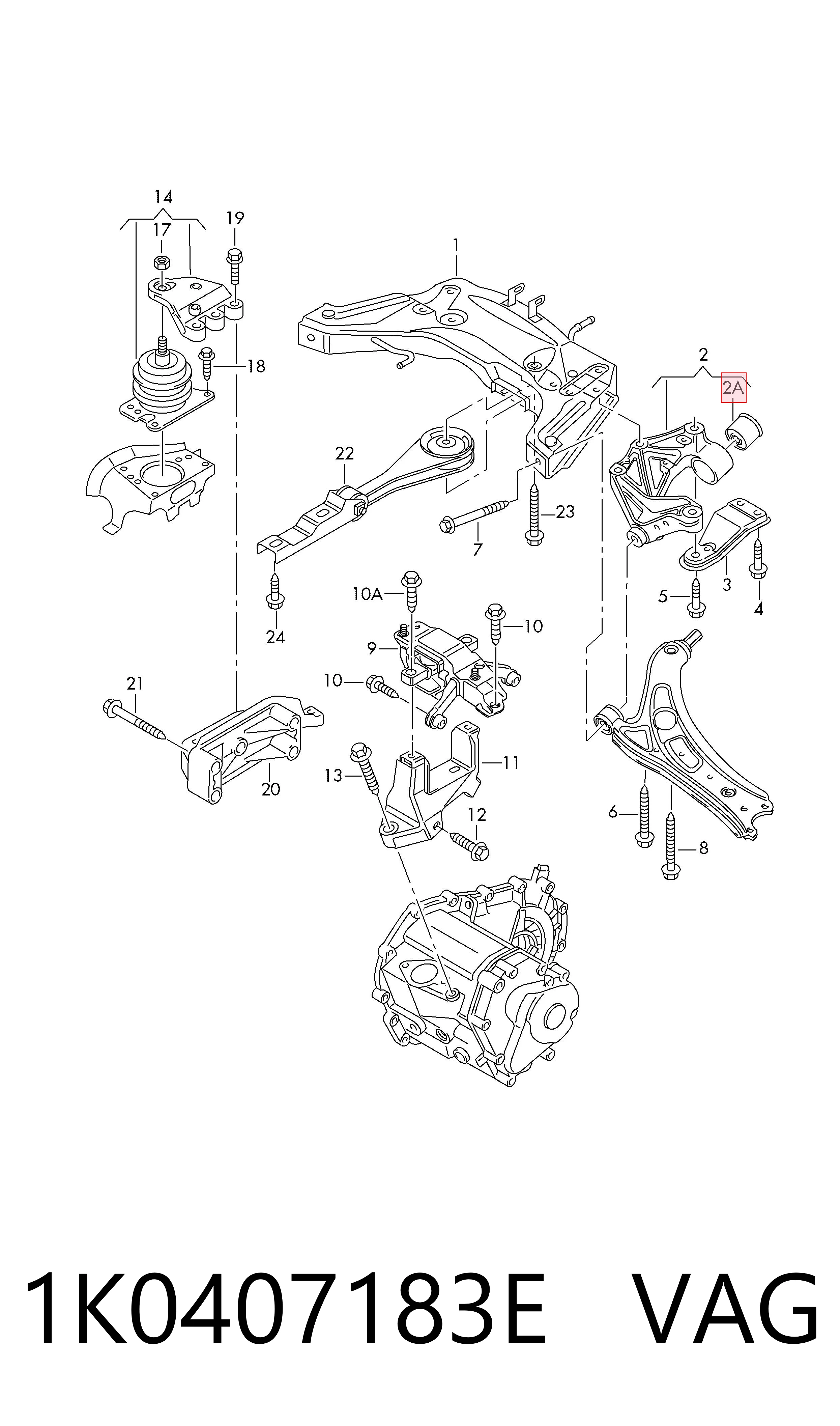 1K0407183E VAG Silentblock de brazo de suspensión delantero inferior