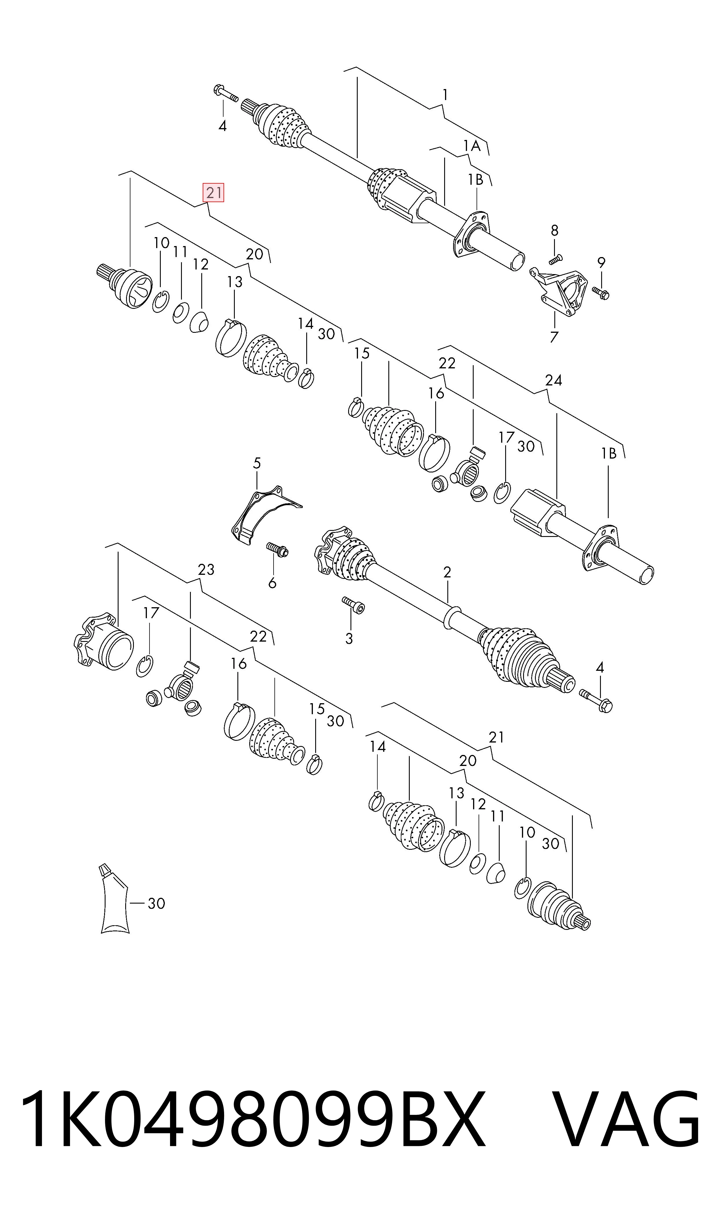 1K0498099BX VAG Junta homocinética