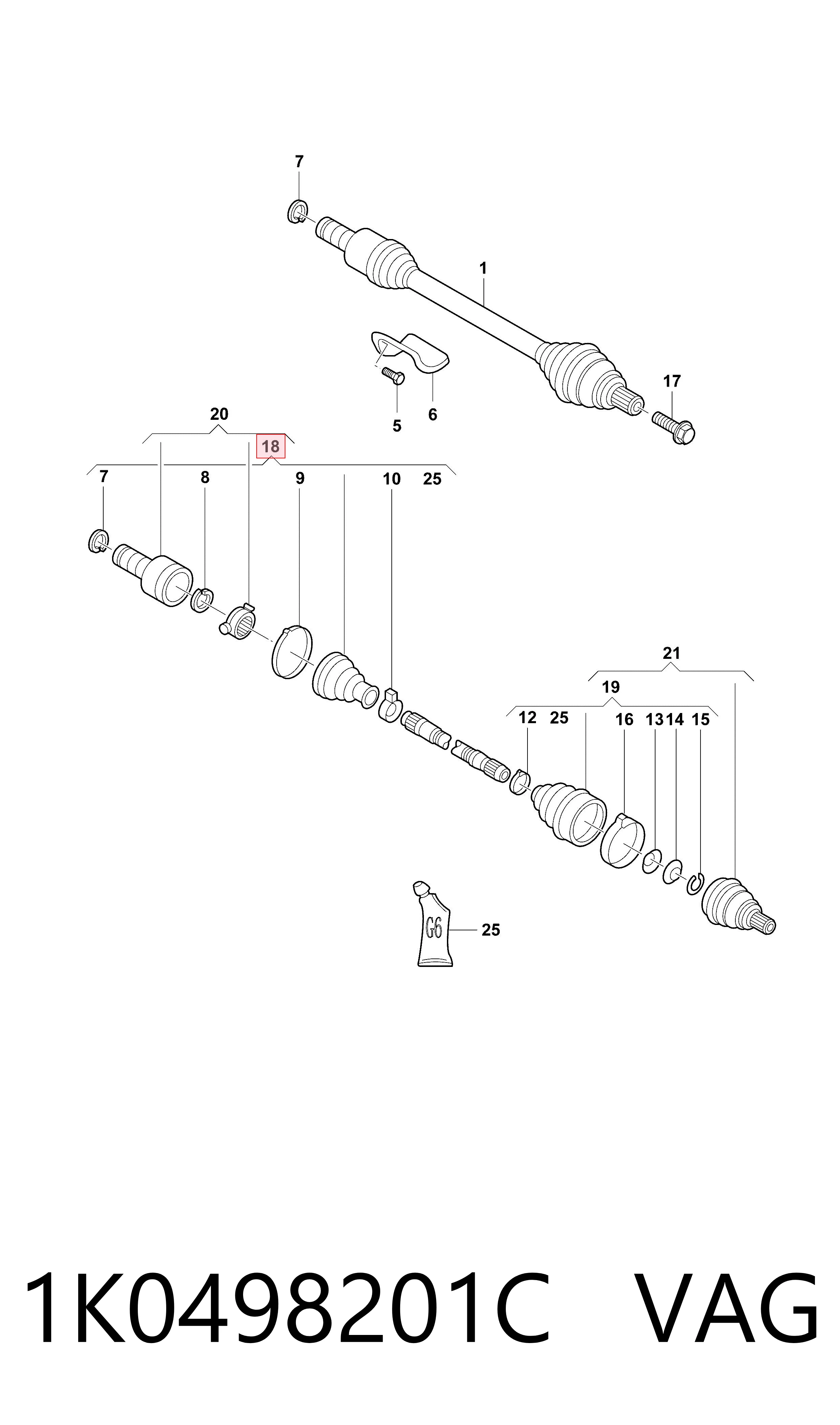 1K0498201C VAG Fuelle palier delantero interior