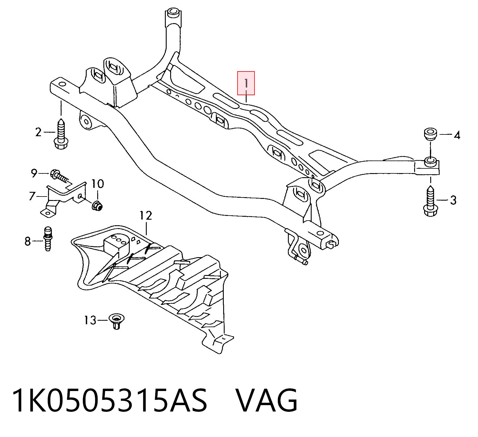 Subchasis trasero Volkswagen Golf VI (2009-2014)