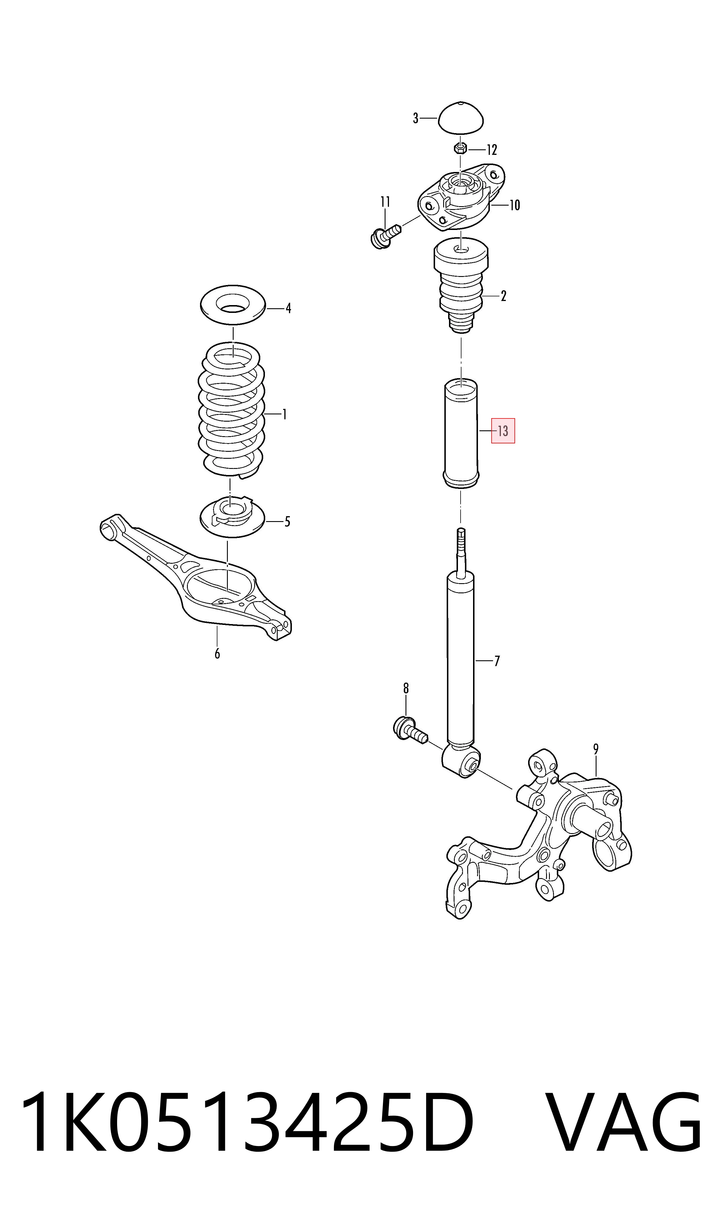 Guardapolvo del amortiguador trasero VAG 1K0513425D precio, desde 5,96 EUR