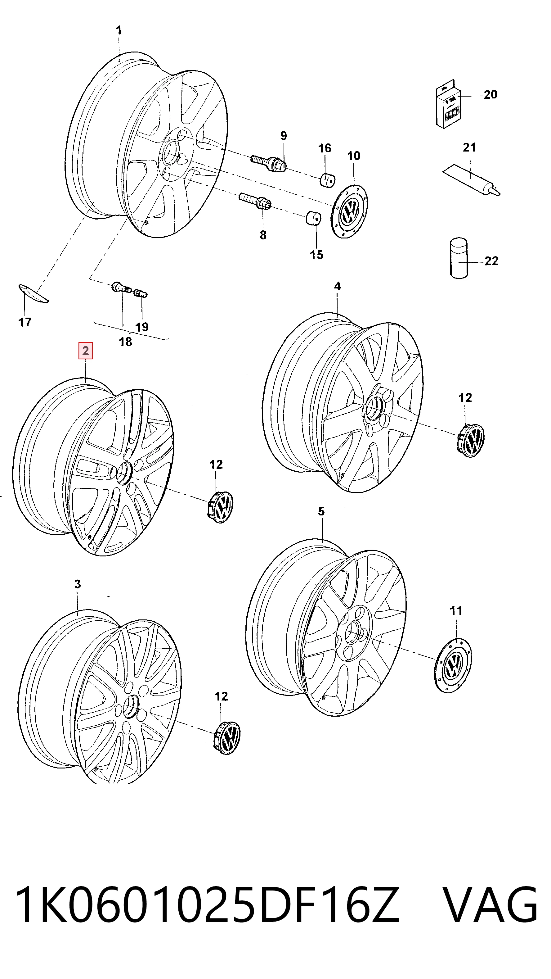 1K0601025DF16Z VAG Aros