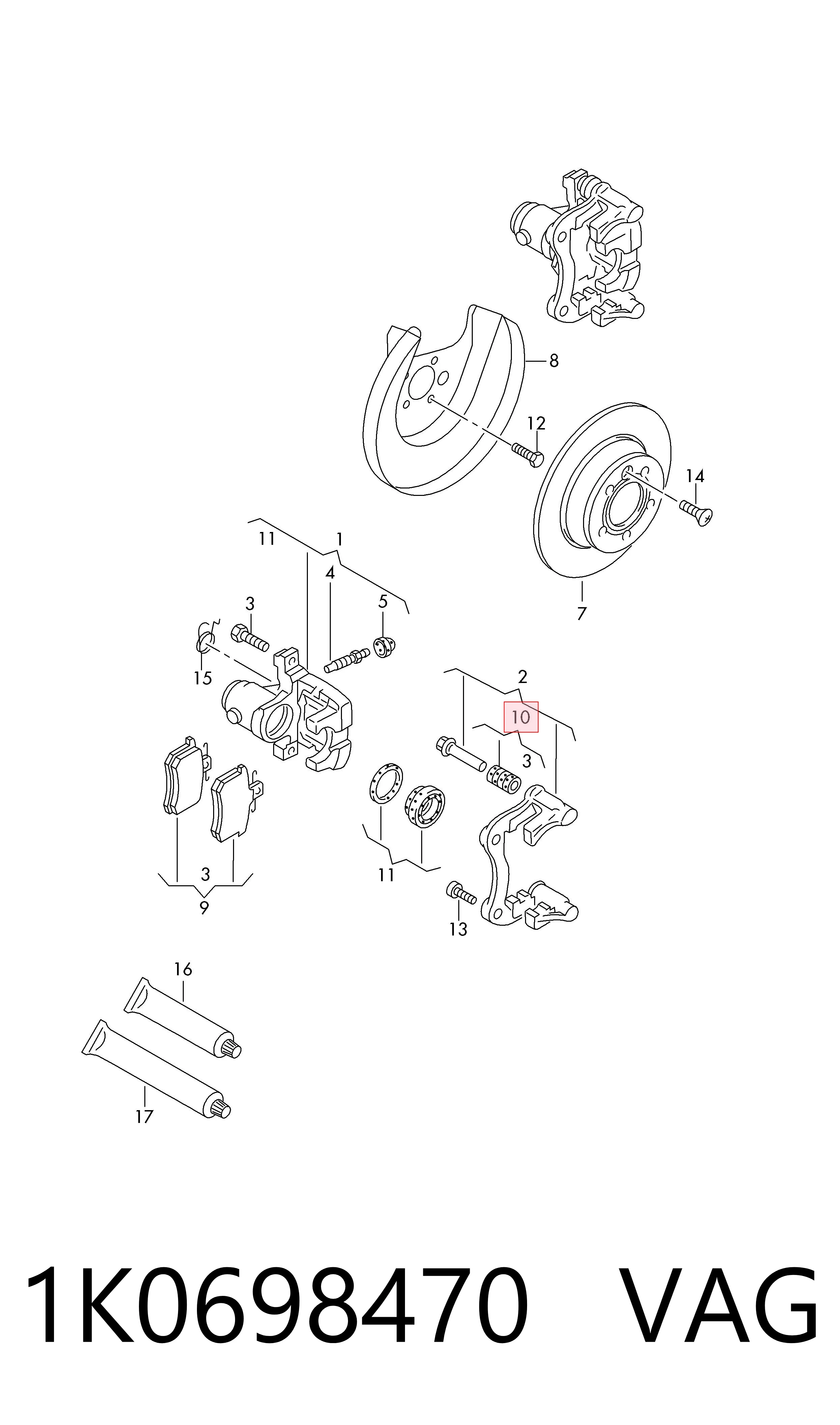 1K0698470 VAG Fuelle de guía de pinza de freno trasero