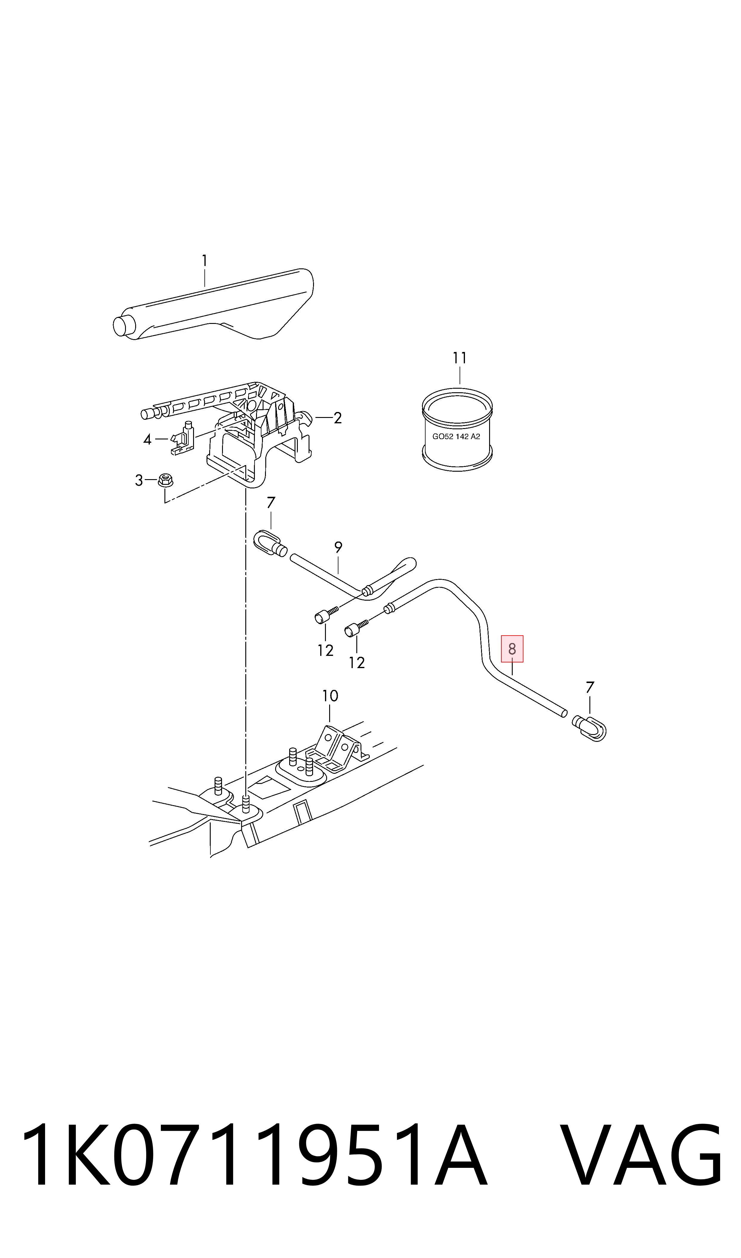 Cable del freno de estacionamiento delantero VAG 1K0711951A precio, desde 23,67 EUR