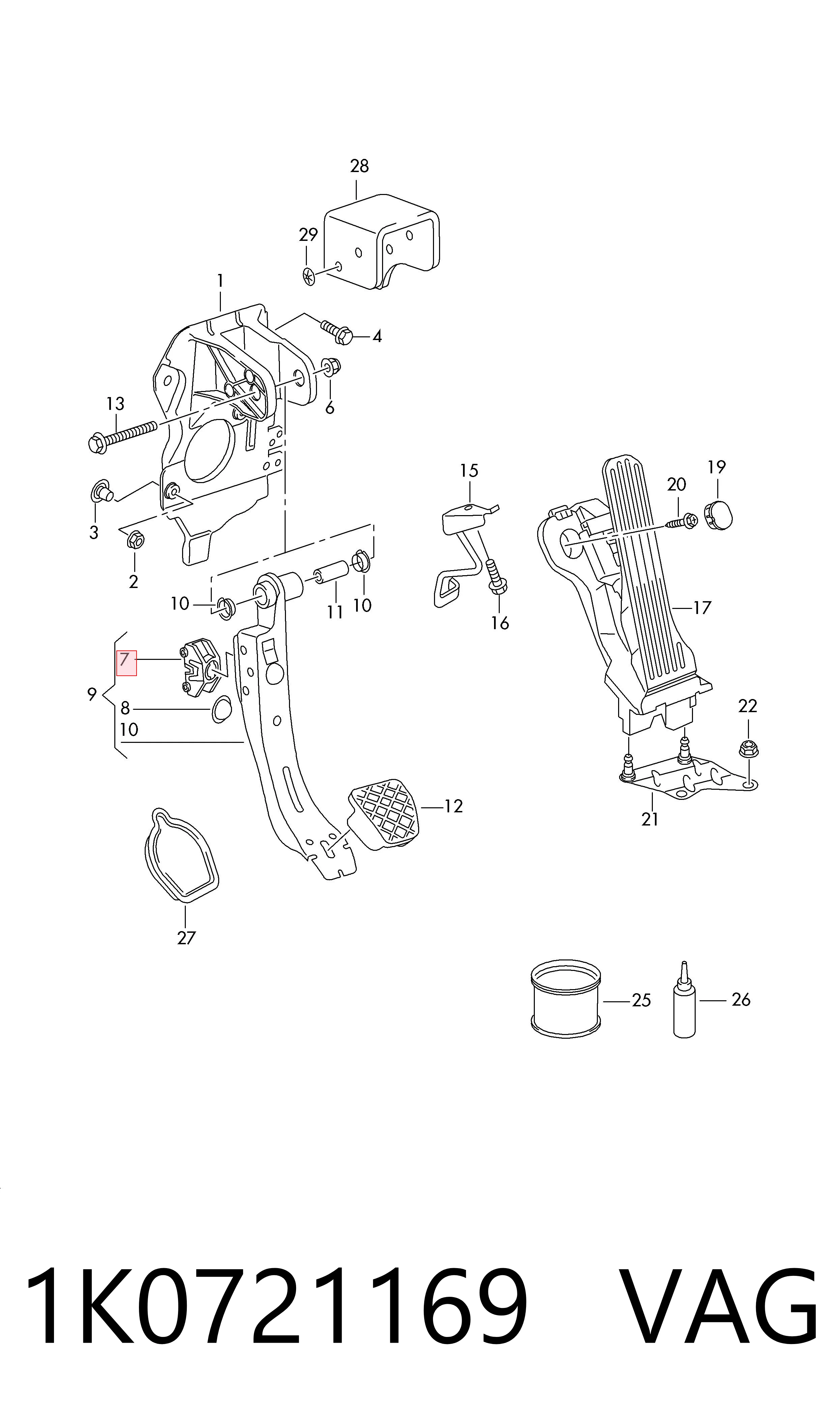 Clip de pedal de cable de embrague VAG 1K0721169 precio, desde 6,53 EUR