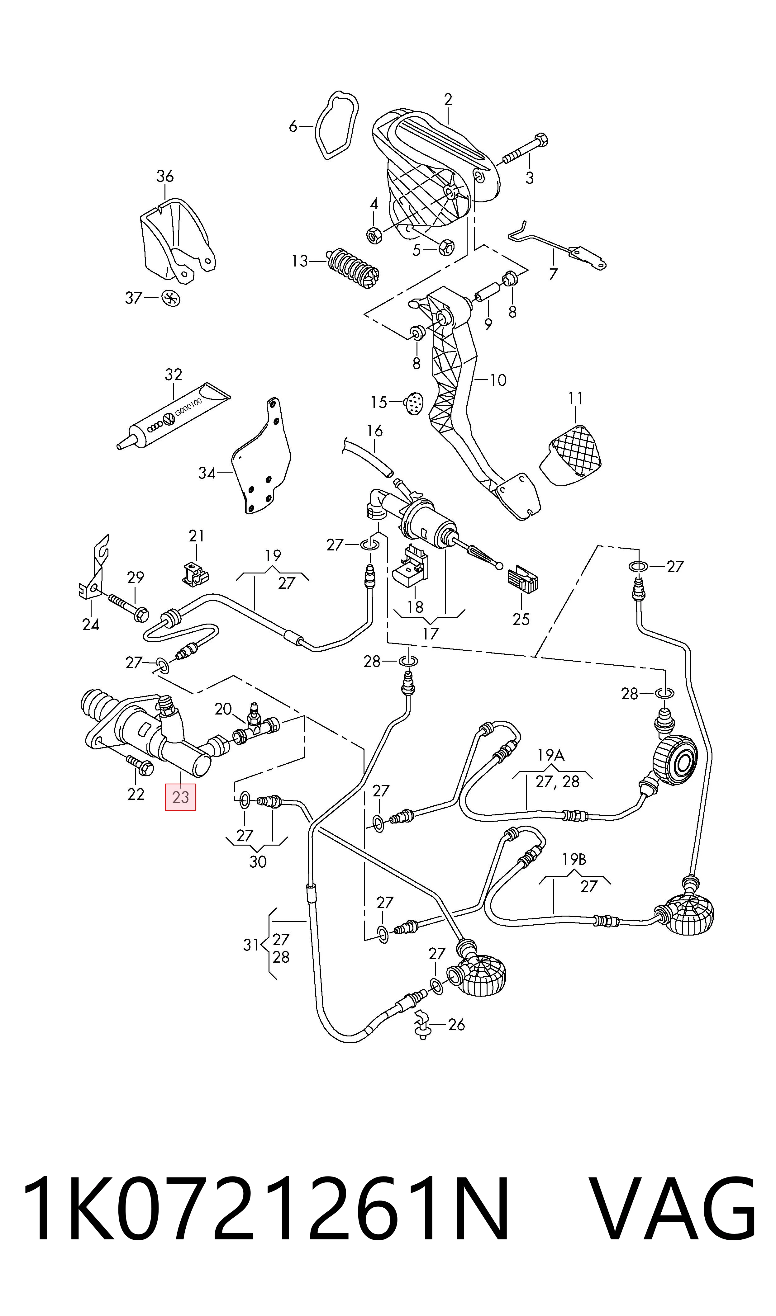 1K0721261N VAG Cilindro receptor de embrague