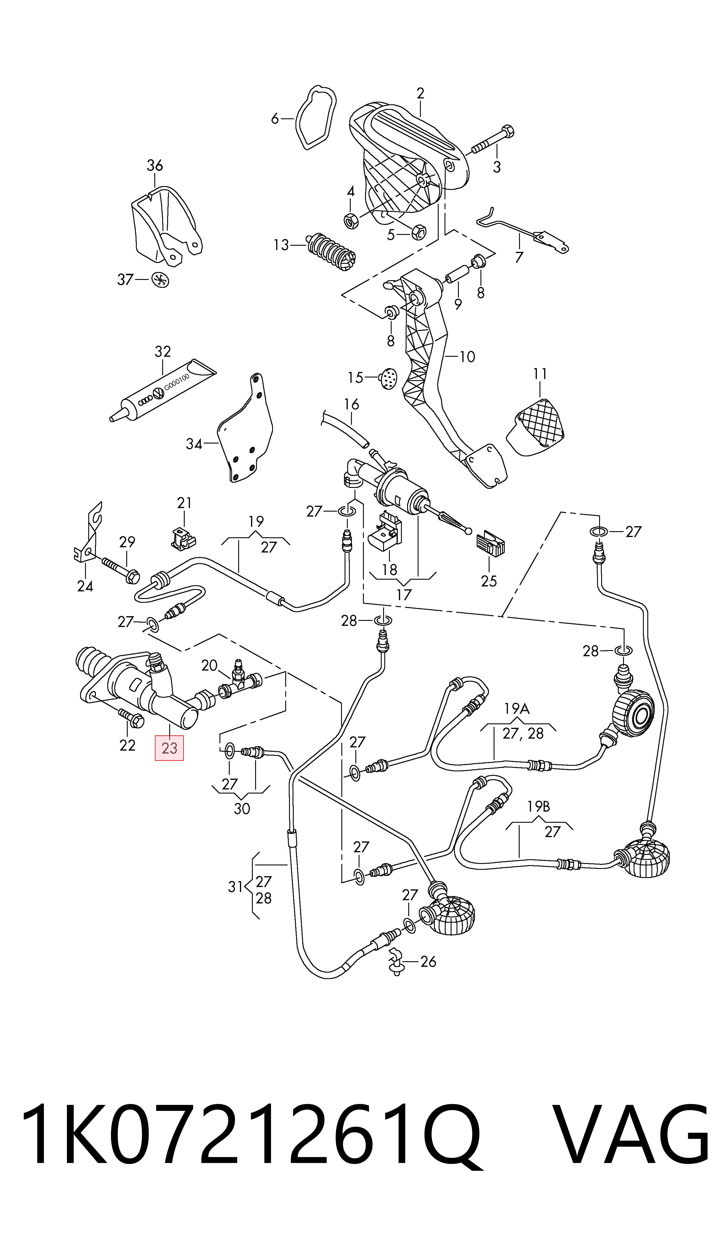 1K0721261Q VAG Cilindro receptor de embrague