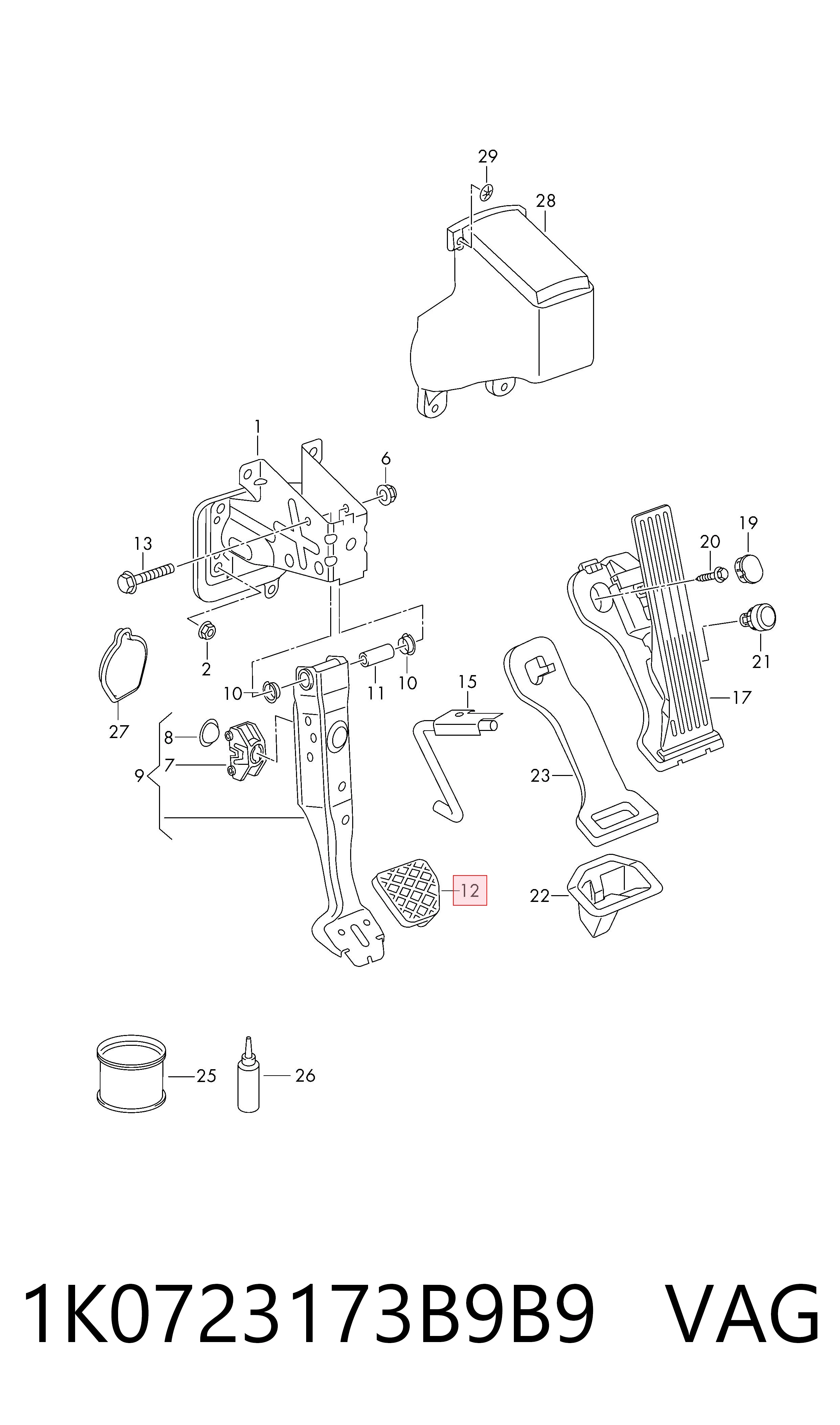 Comprar 1K0723173B9B9 VAG Cubierta de pedal de freno