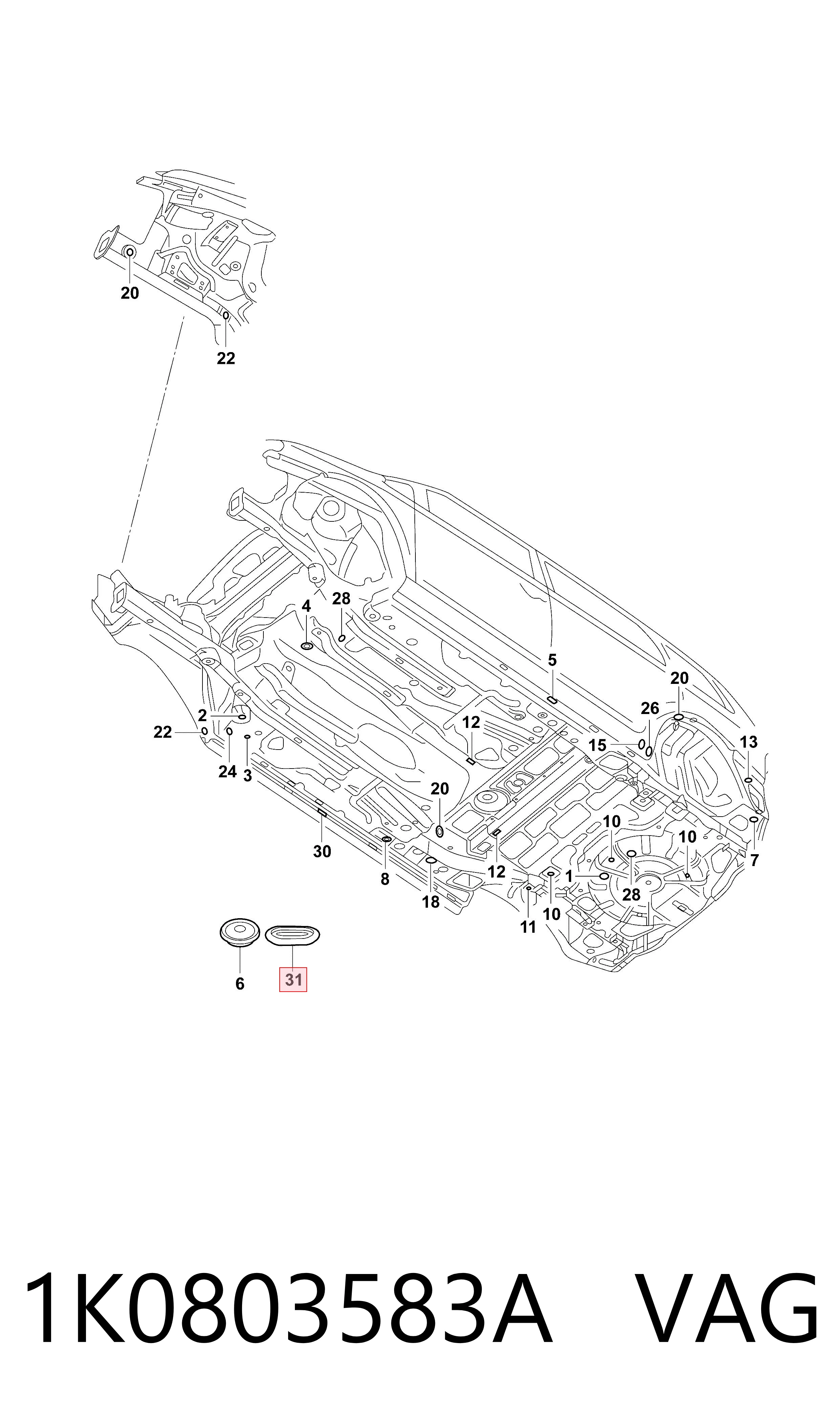 1K0803583A VAG Cubre motor