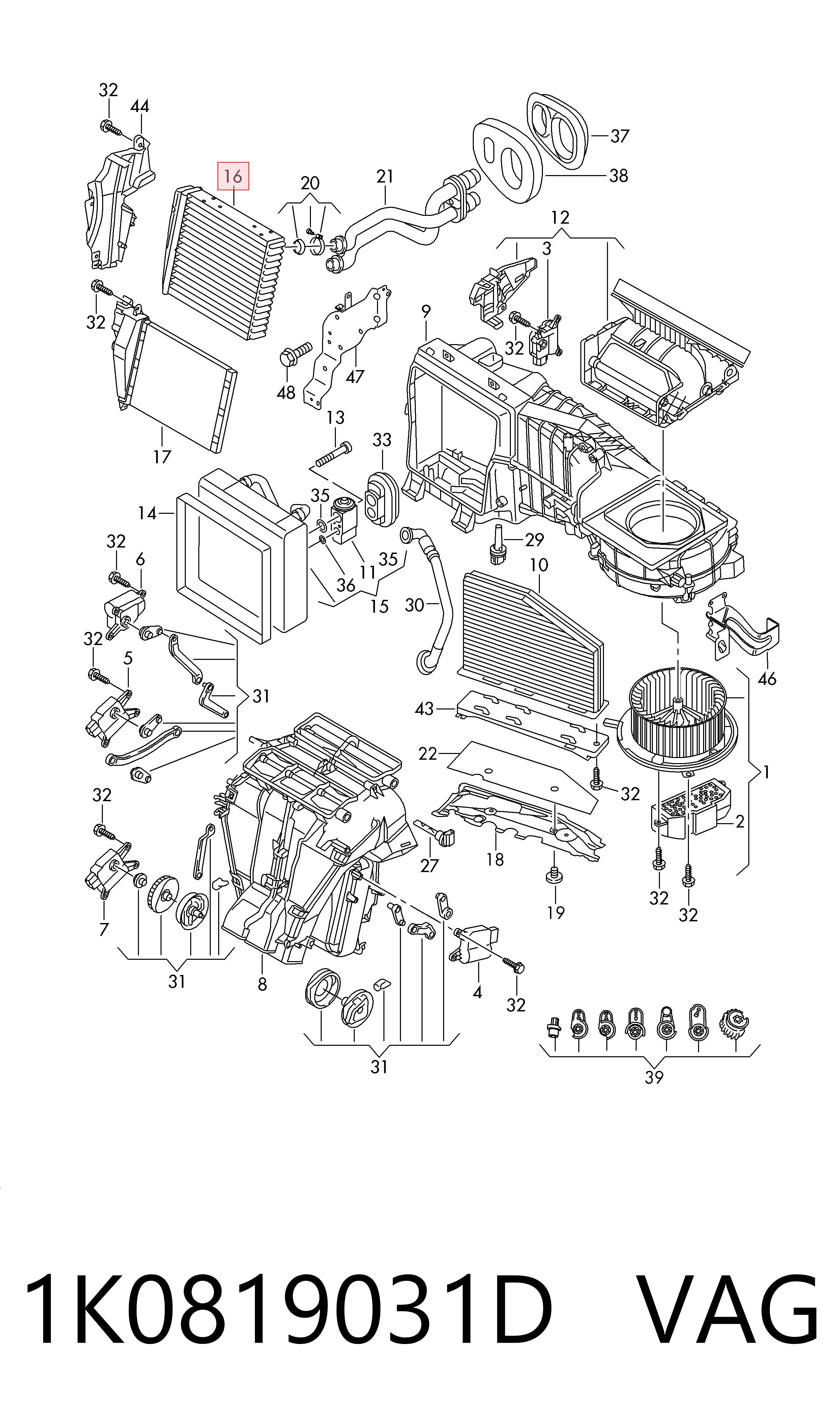 1K0819031D VAG Radiador interior