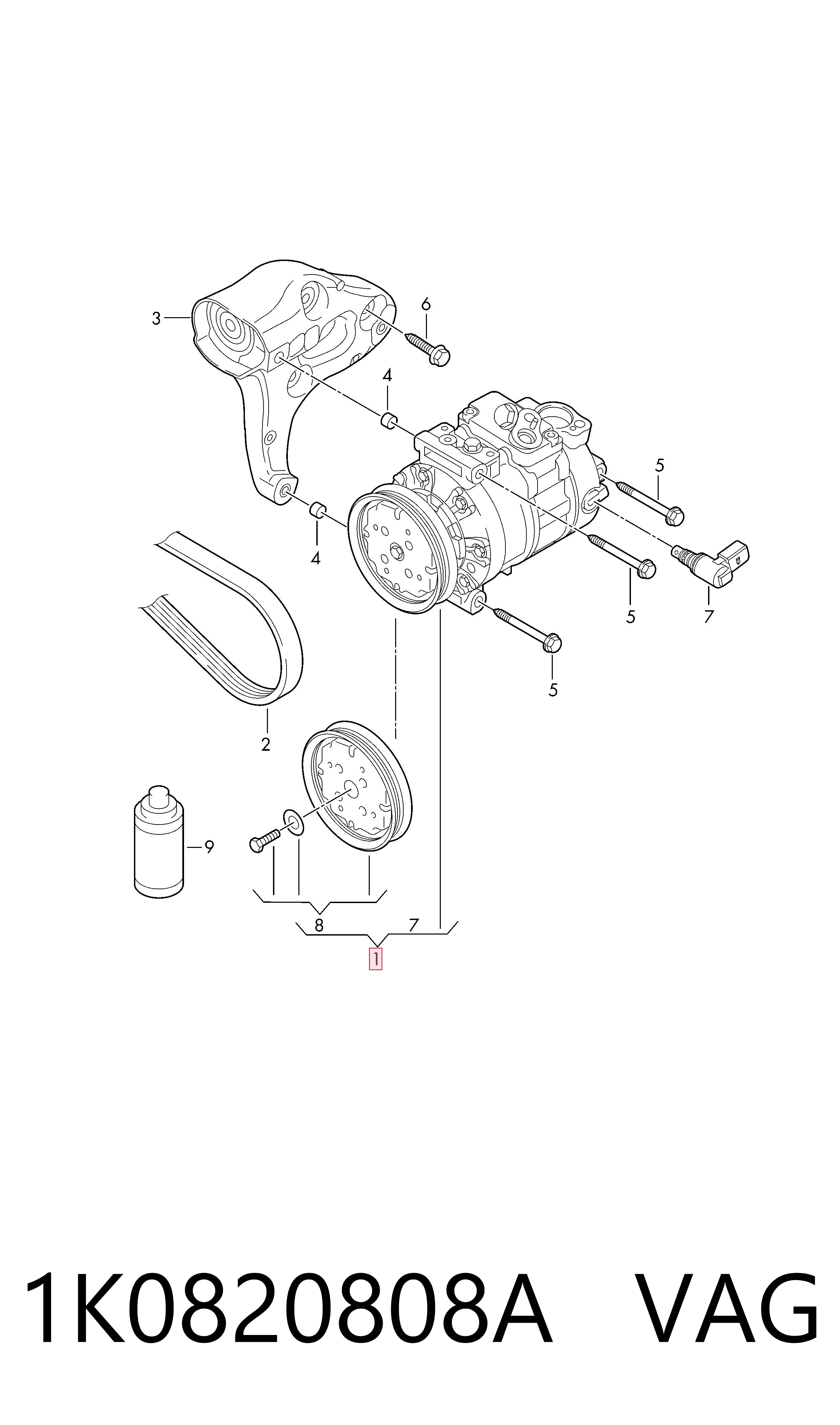 1K0820808A VAG Compresor climatizador