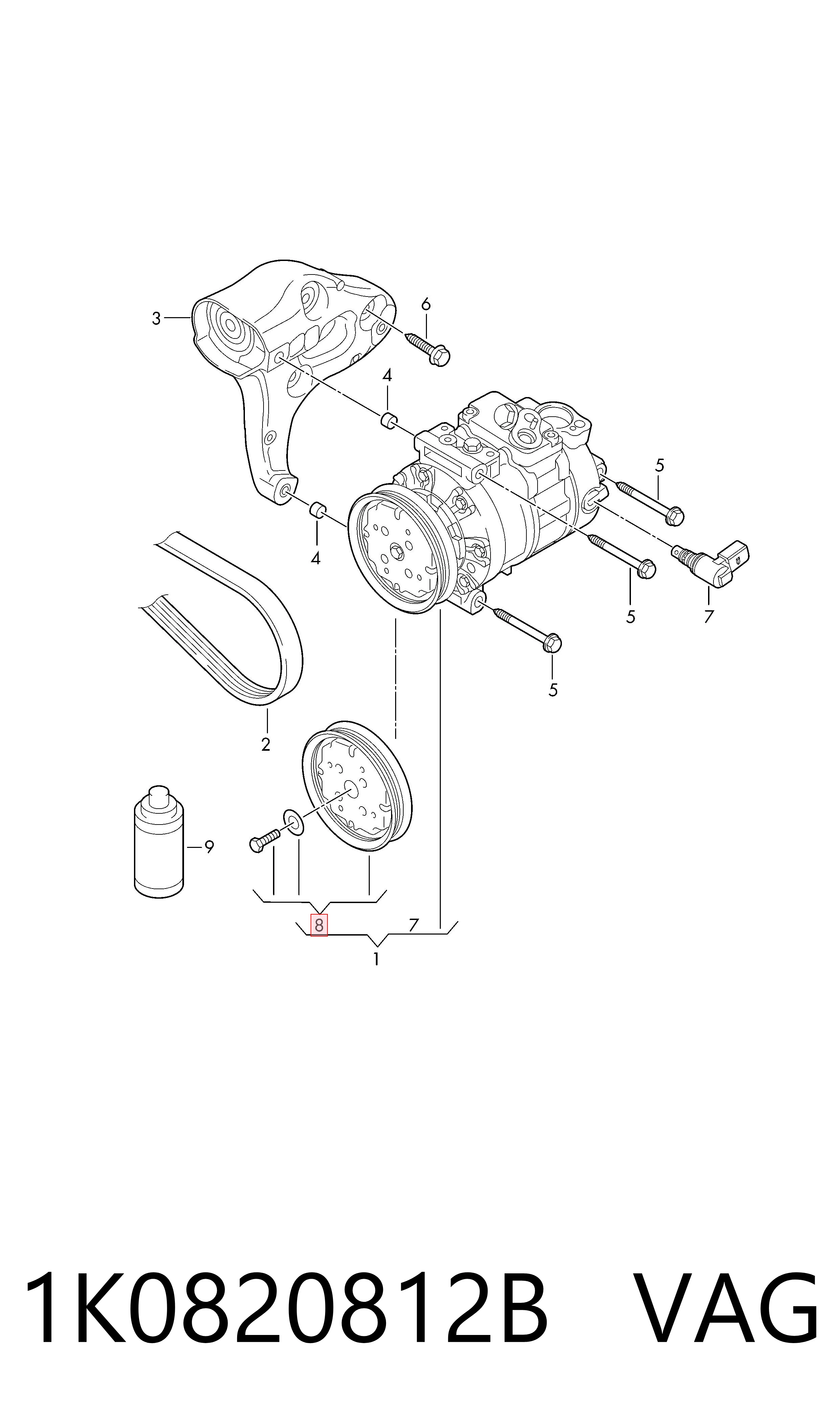 1K0820812B VAG Compresor climatizador