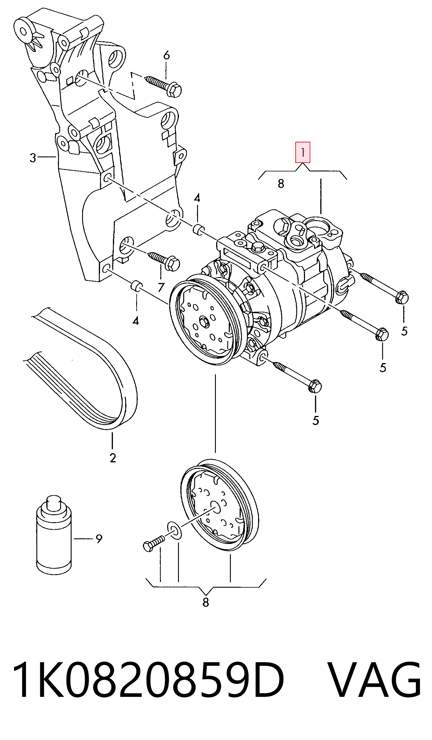 1K0820859D VAG Compresor climatizador