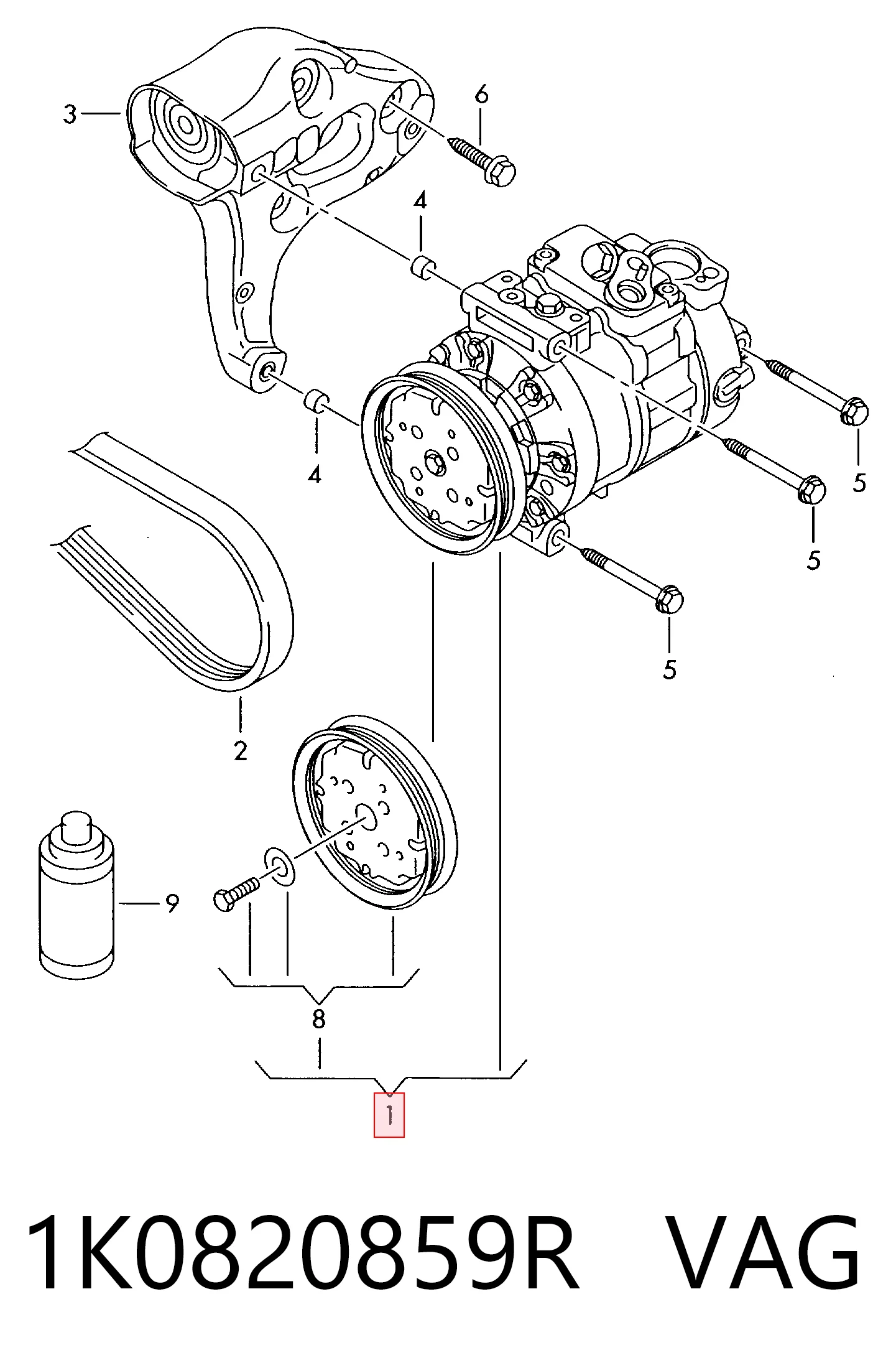 1K0820859R VAG Compresor climatizador