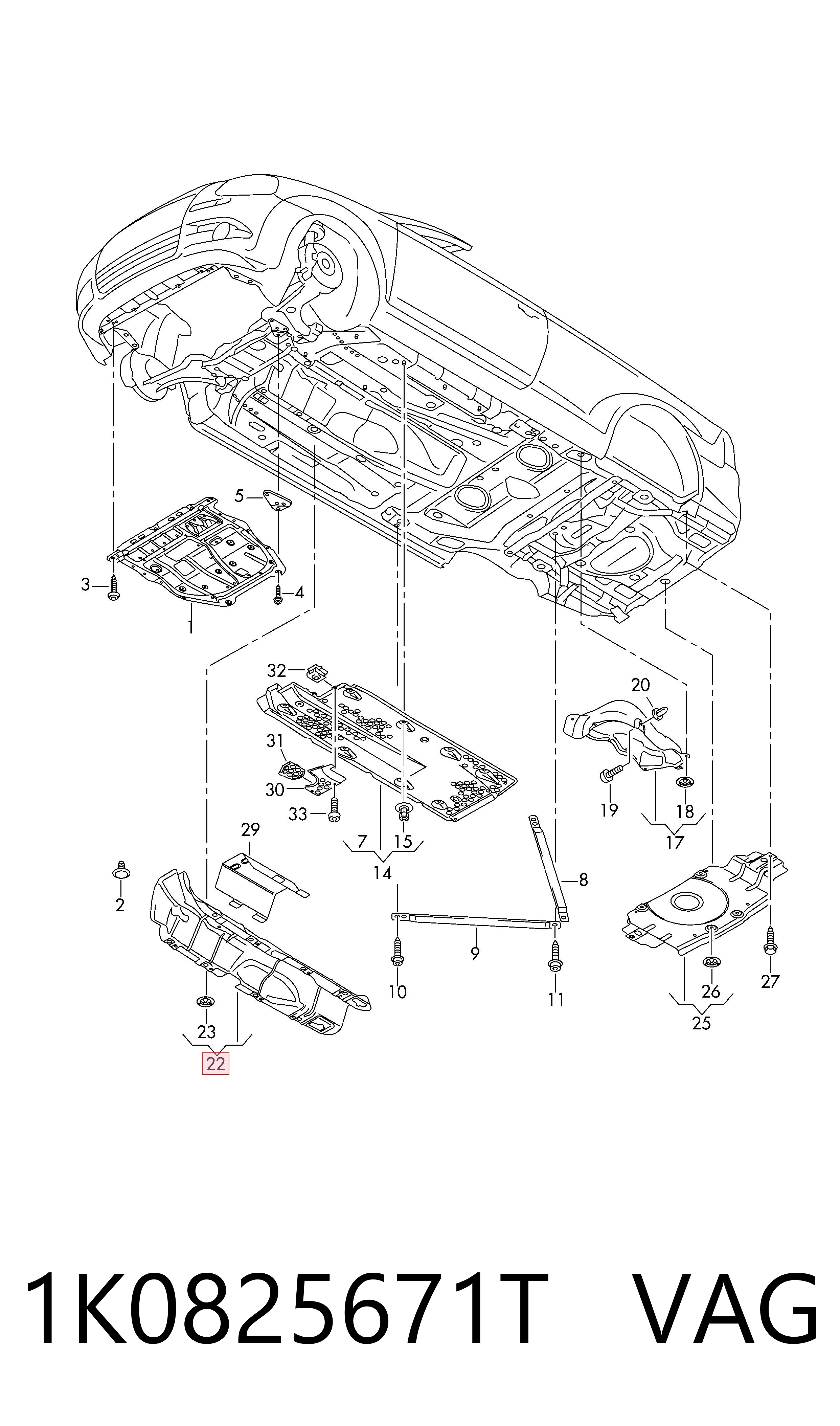 Protección de bajos, parte central VAG 1K0825671T precio, desde 61,41 EUR