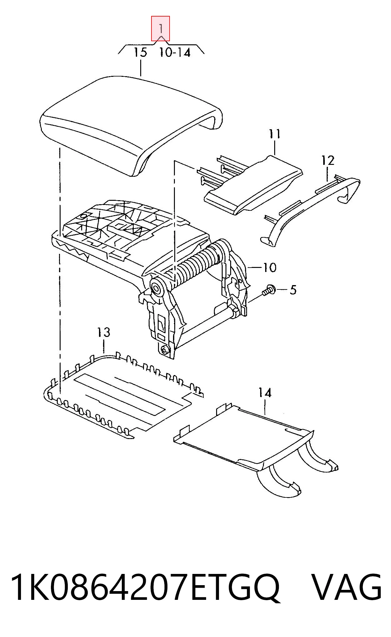 Apoyabrazos para Volkswagen Jetta 1K2