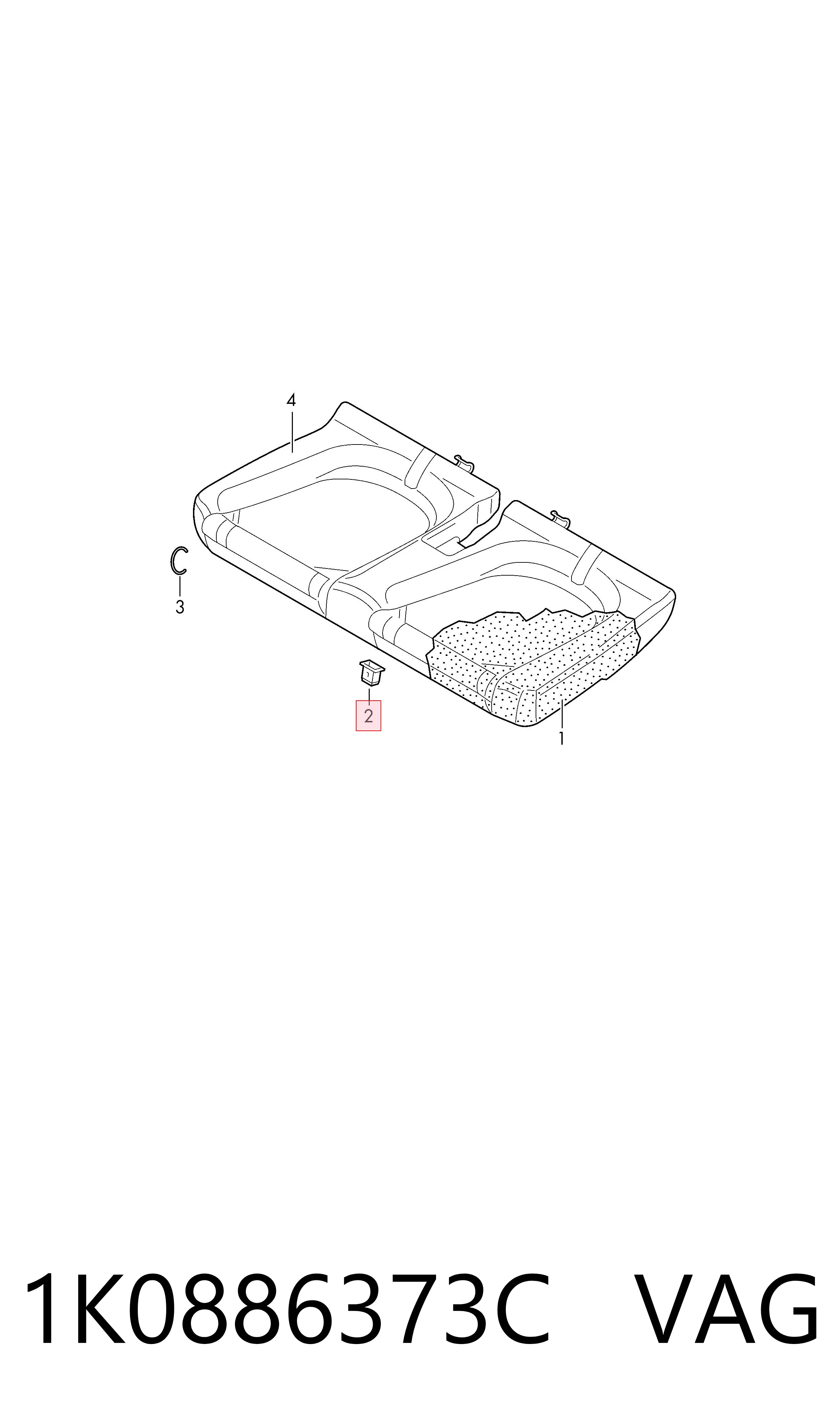 1K0886373C VAG Fijador de asiento trasero