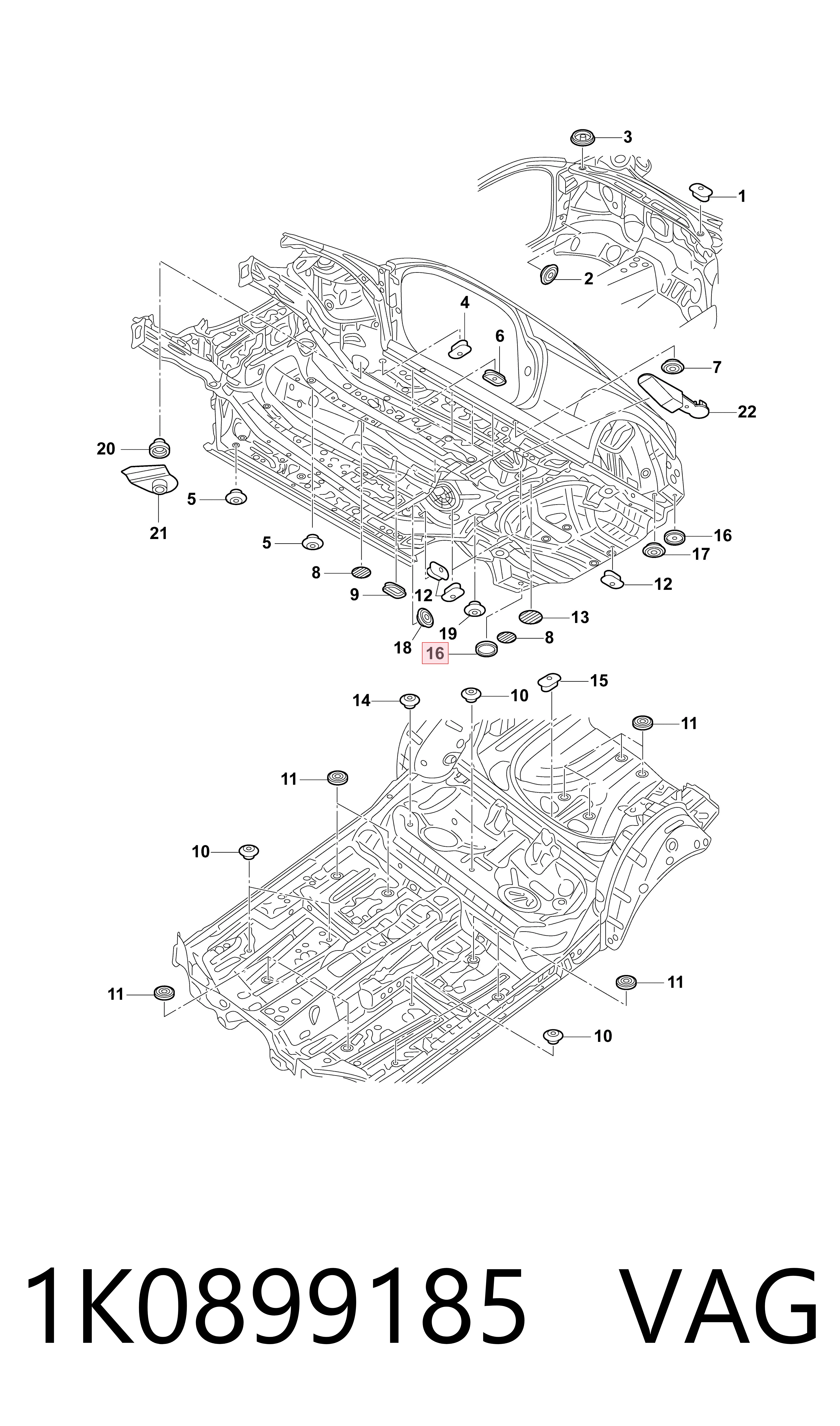 Comprar 1K0899185 VAG Cubierta del motor