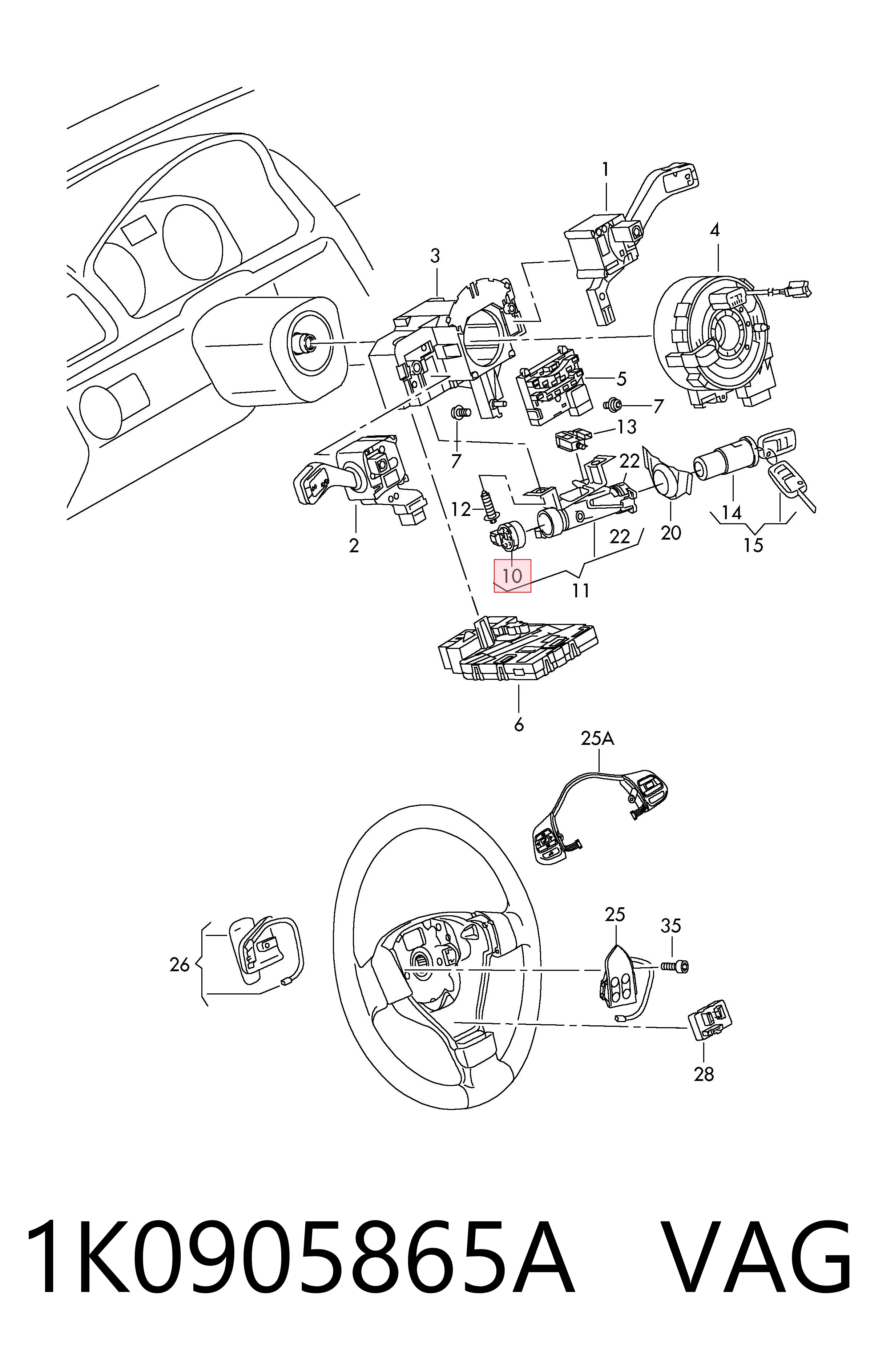Interruptor de encendido para Skoda Yeti (5L)