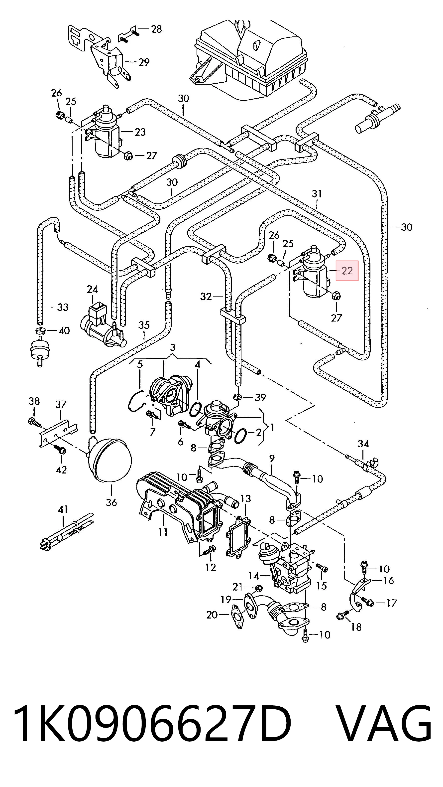 1K0906627D VAG Válvula solenoide de control de presión de sobrealimentación