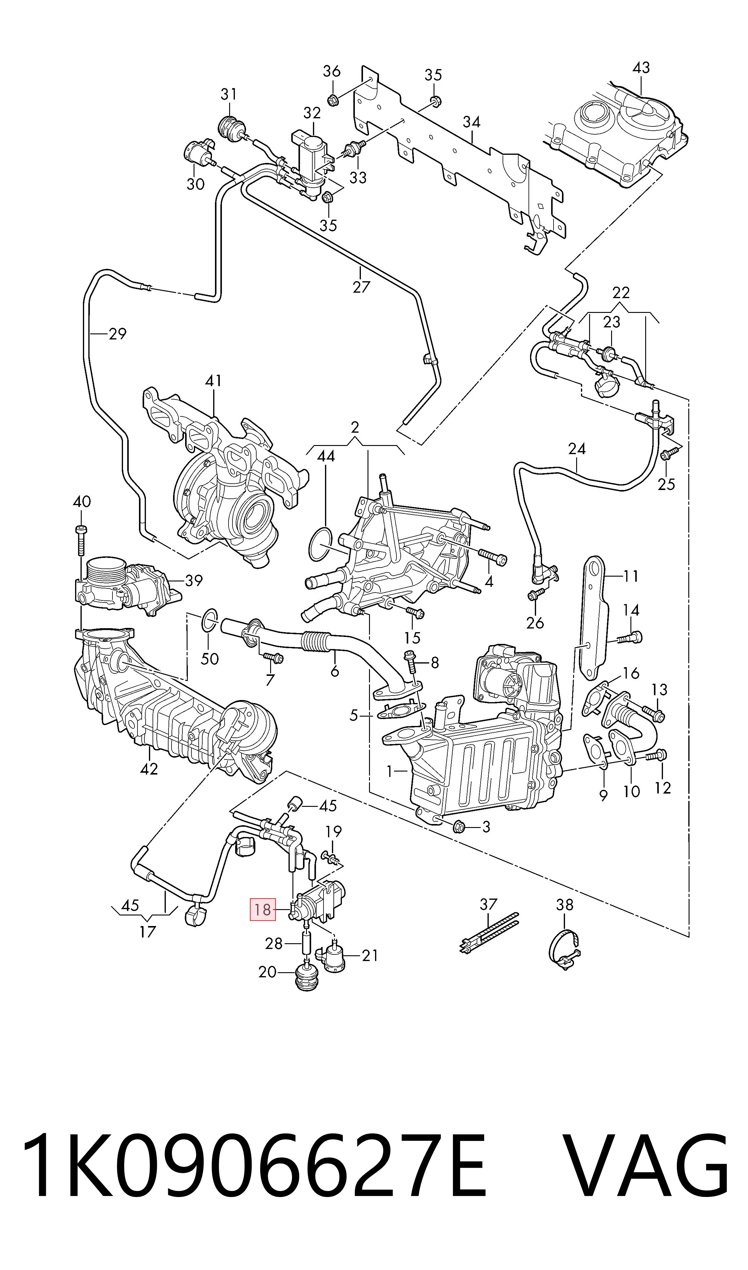 1K0906627E VAG Válvula solenoide de control de presión de sobrealimentación